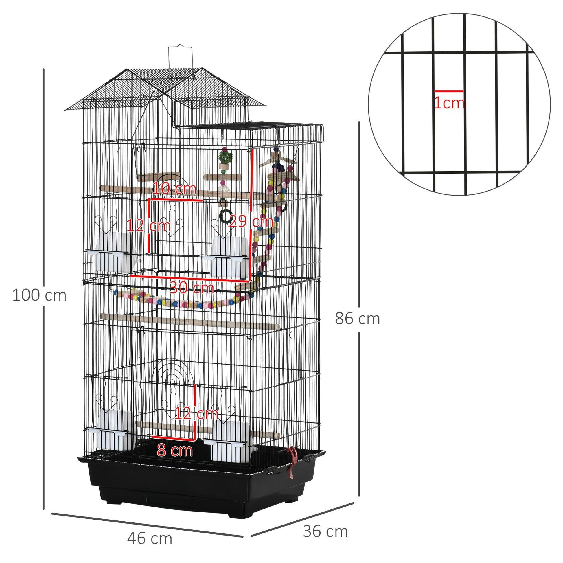 PawHut Bird Cage for Small Birds, Black - ALL4U RETAILER LTD