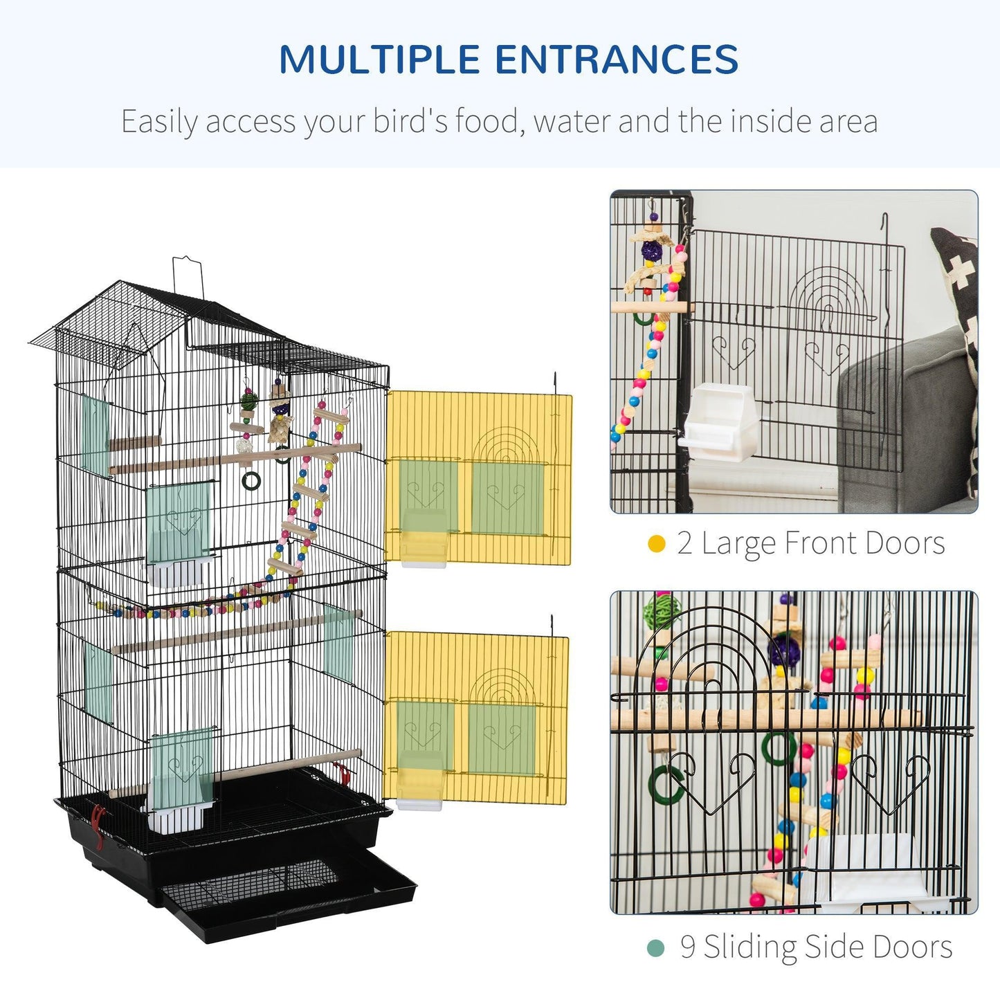 PawHut Bird Cage for Small Birds, Black - ALL4U RETAILER LTD