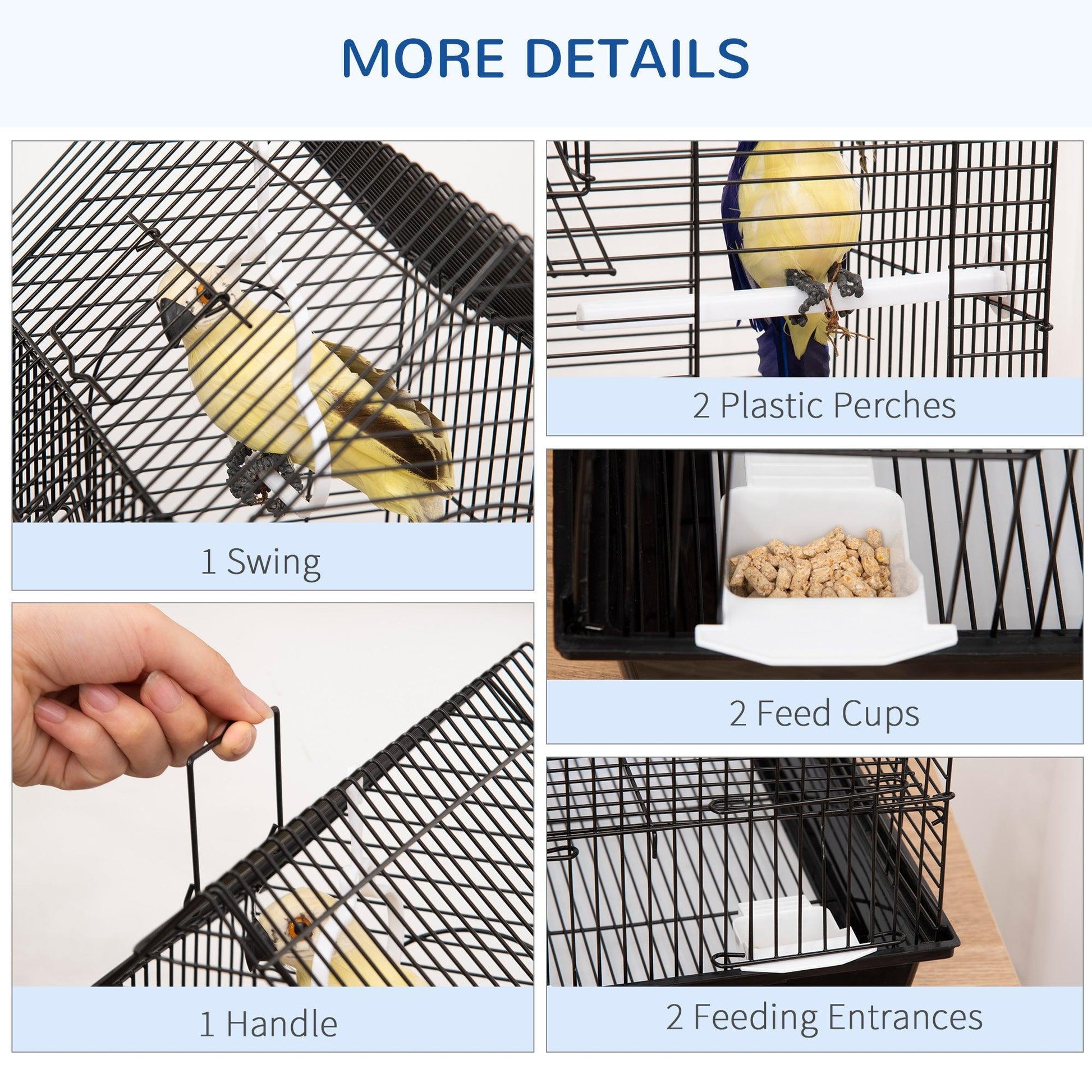 PawHut Bird Cage with Stand - Compact, Elegant Design - ALL4U RETAILER LTD