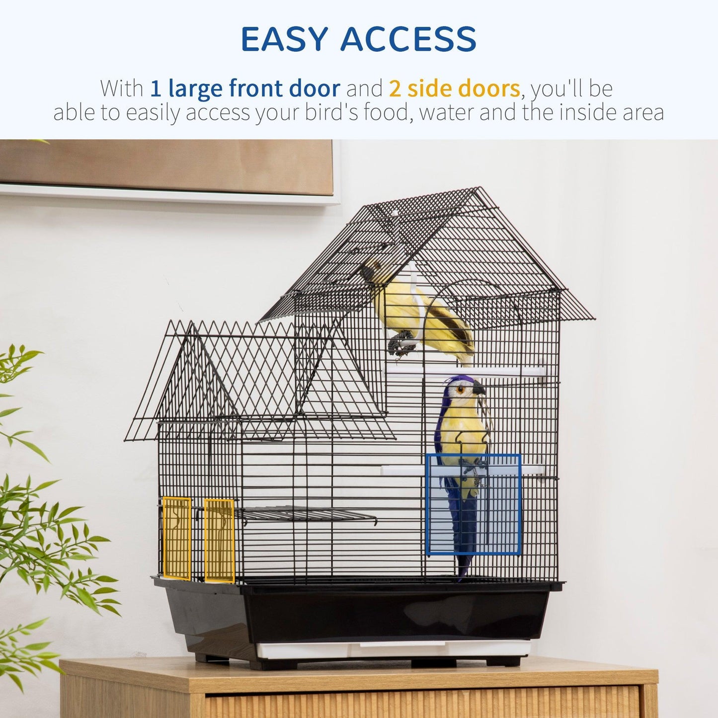 PawHut Bird Cage with Stand - Compact, Elegant Design - ALL4U RETAILER LTD