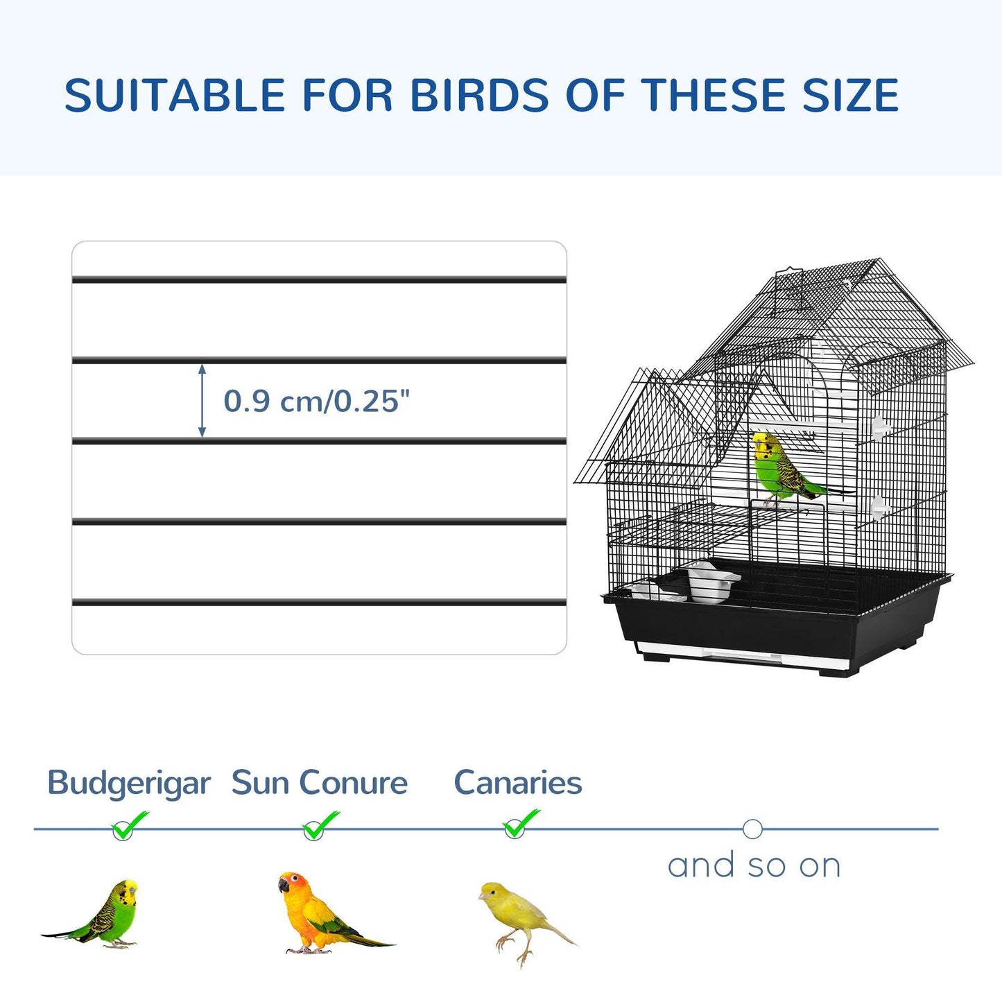 PawHut Bird Cage with Stand - Compact, Elegant Design - ALL4U RETAILER LTD