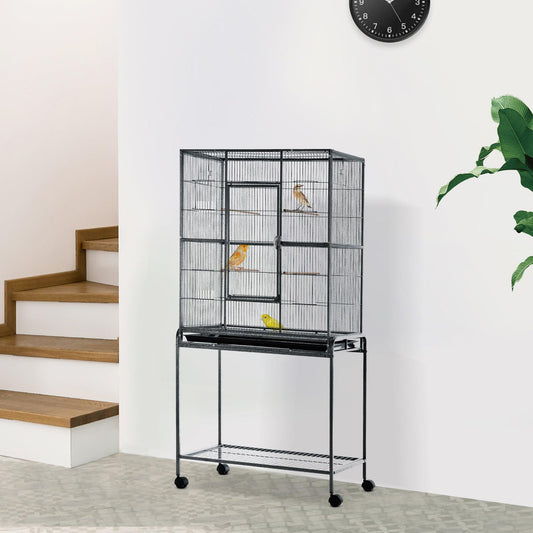 PawHut Bird Cage with Stand, Storage Shelf | Metal, Parakeet - ALL4U RETAILER LTD