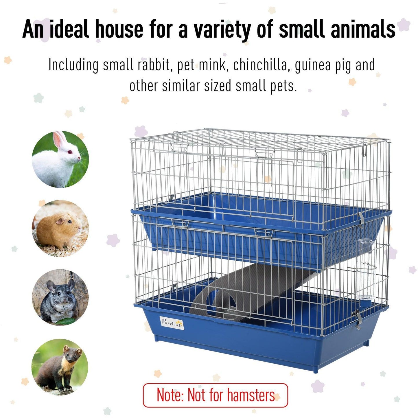 PawHut Blue 2-Tier Small Pet Cage - ALL4U RETAILER LTD