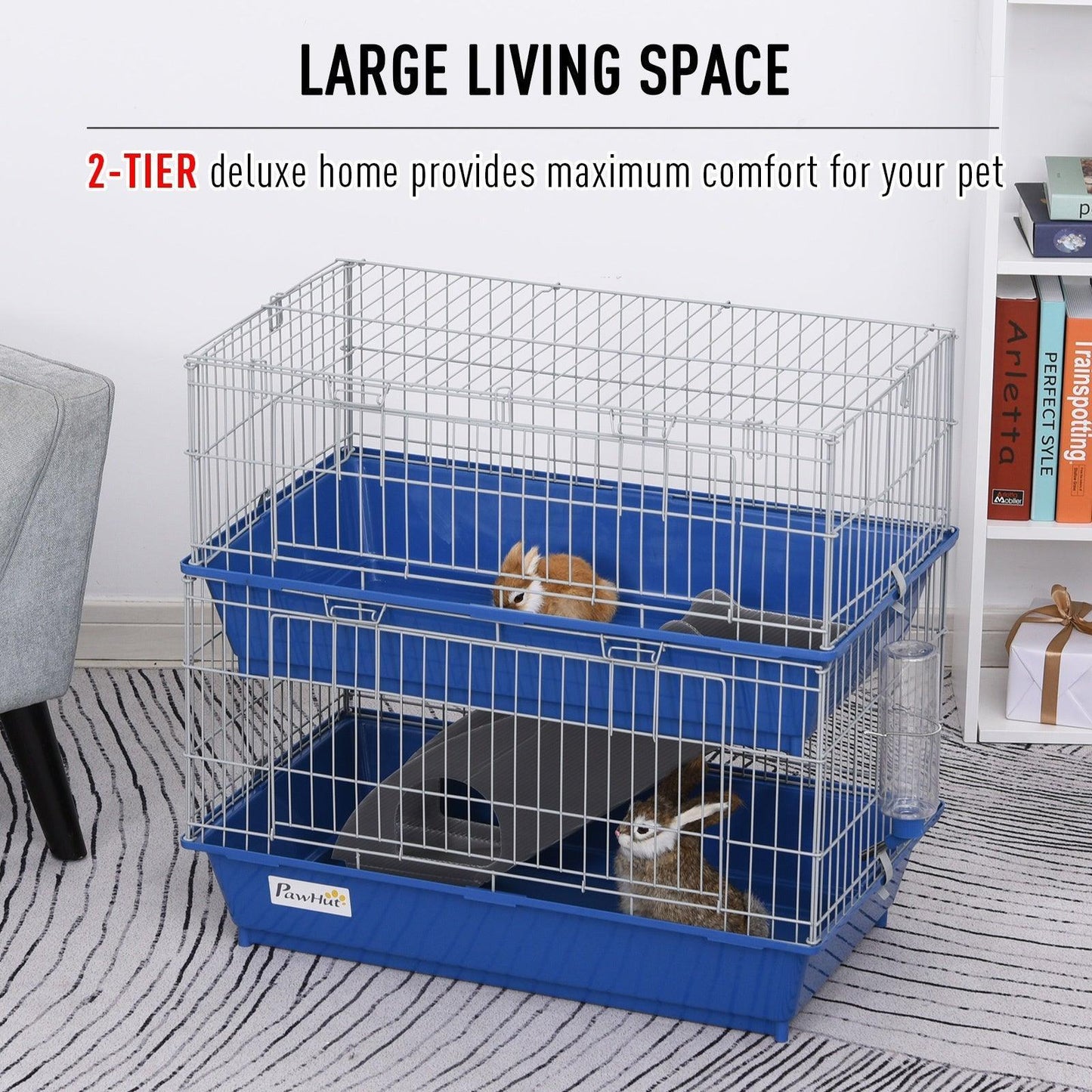 PawHut Blue 2-Tier Small Pet Cage - ALL4U RETAILER LTD