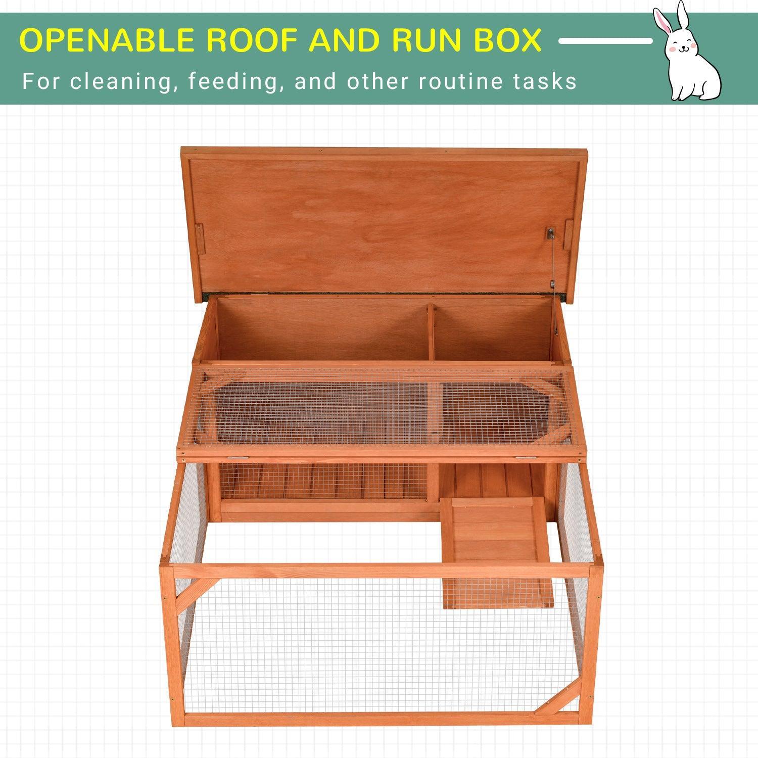 PawHut Bunny Hutch with Run | Orange | 125.5 x 100cm - ALL4U RETAILER LTD