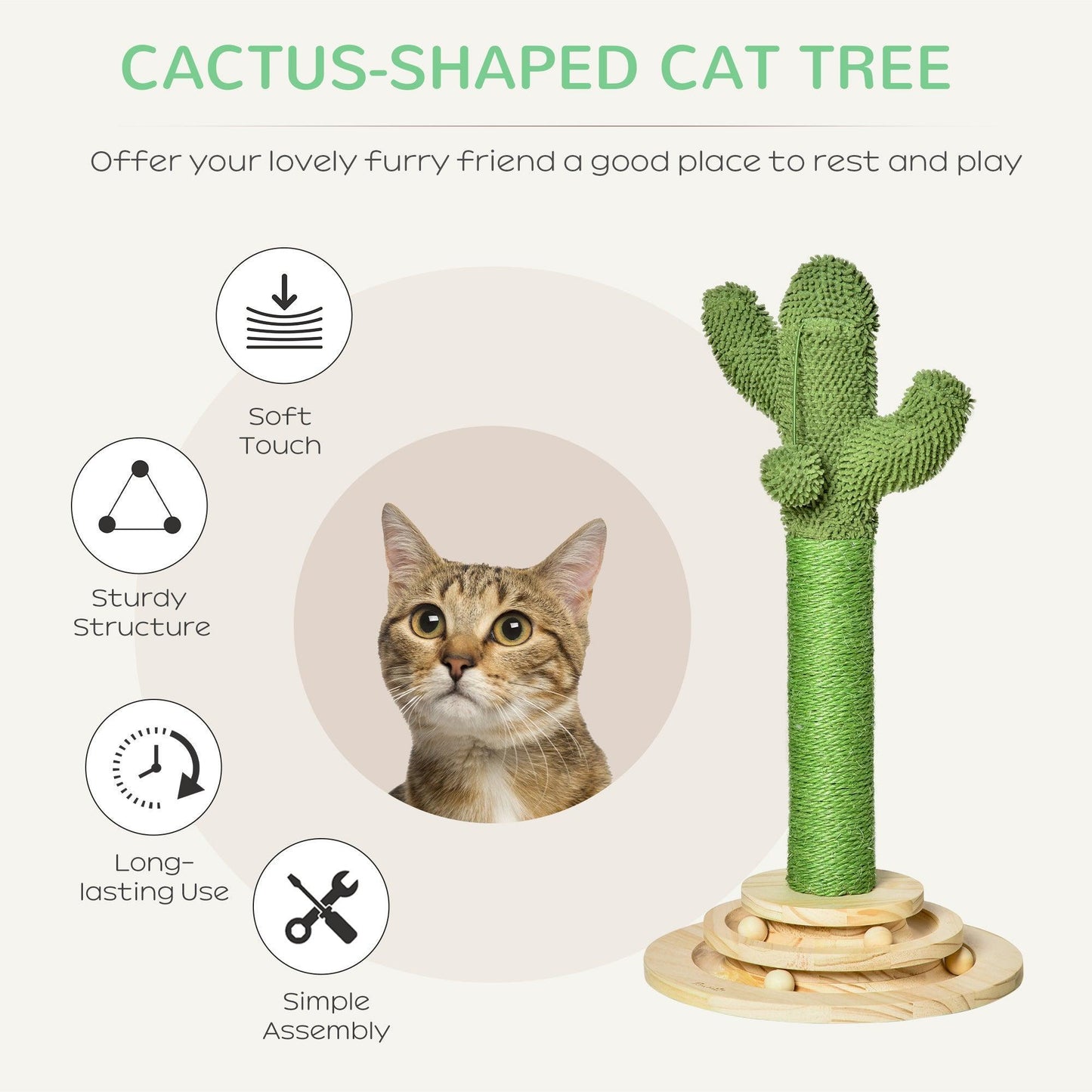 PawHut Cactus Cat Tree: Compact & Fun Kitty Furniture - ALL4U RETAILER LTD