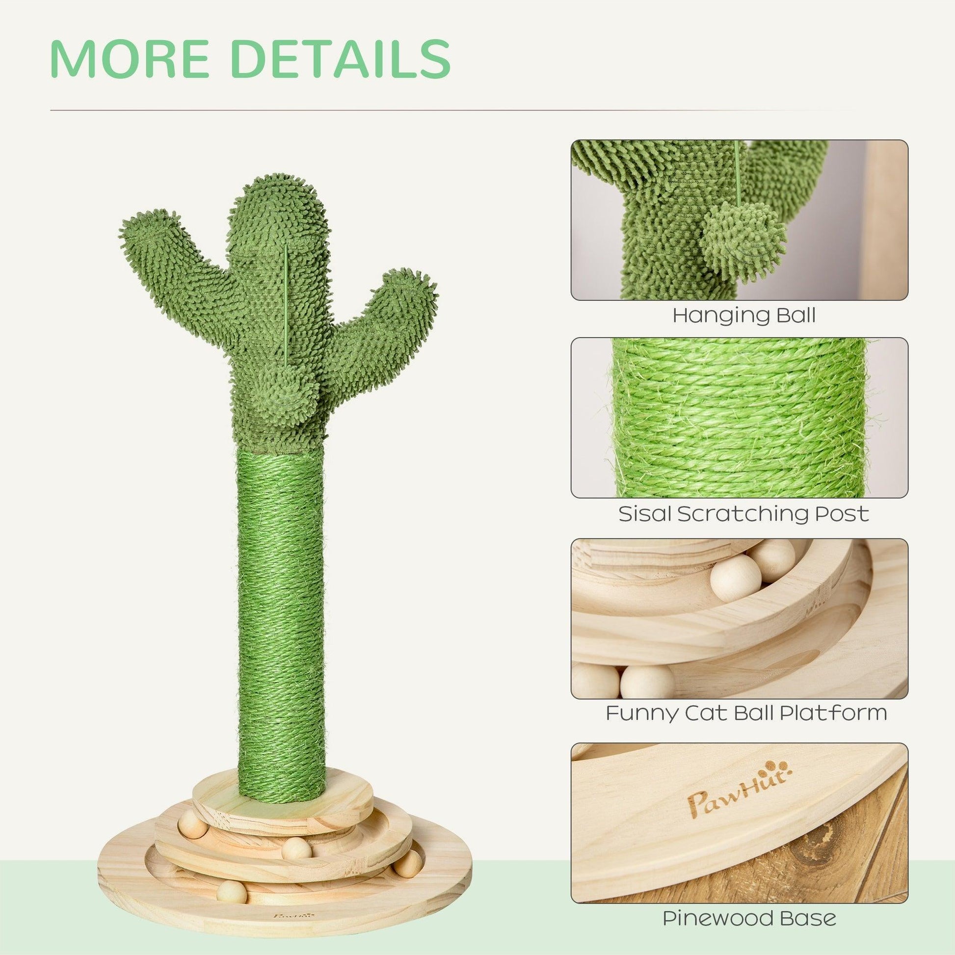 PawHut Cactus Cat Tree: Compact & Fun Kitty Furniture - ALL4U RETAILER LTD