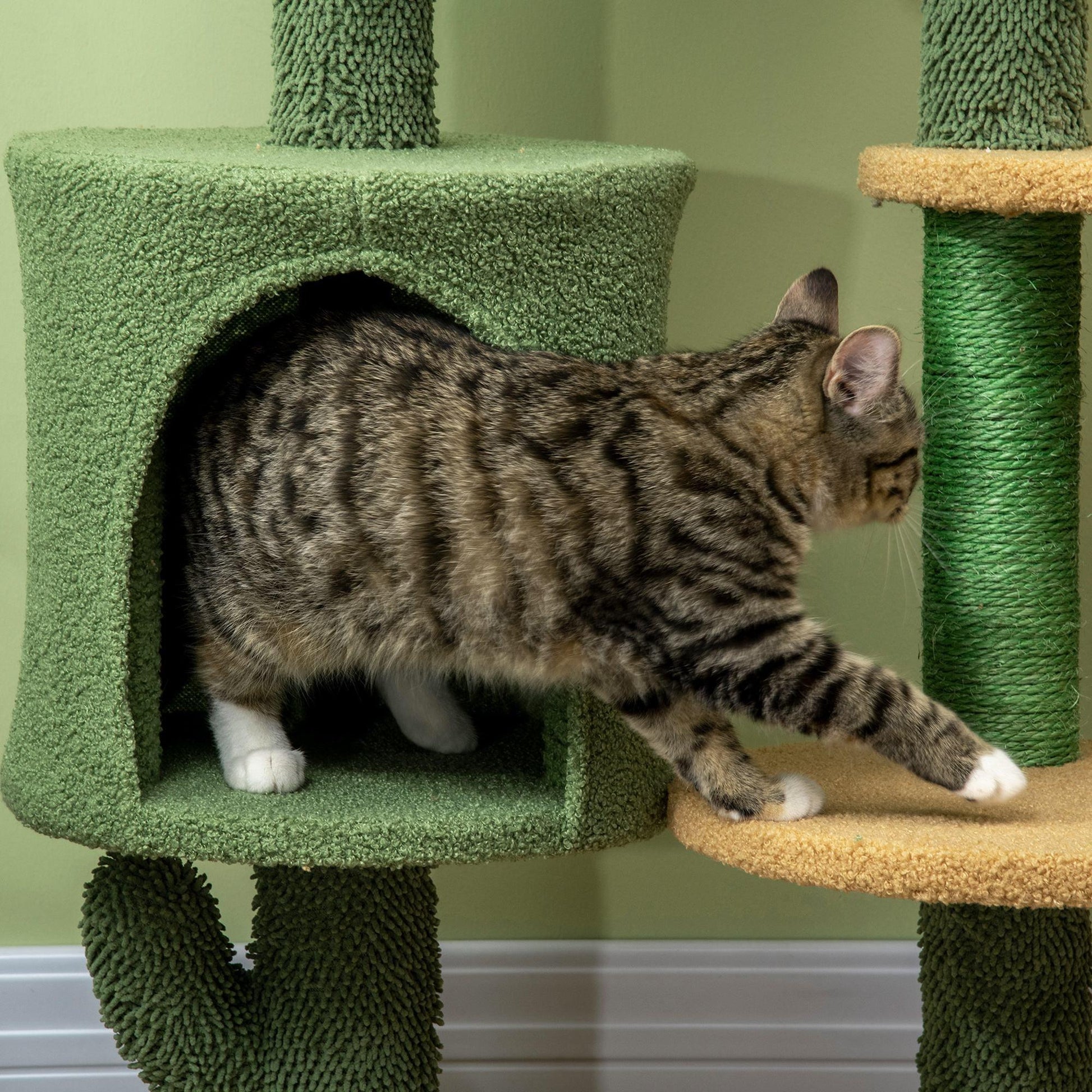 PawHut Cactus Cat Tree - Cozy Activity Centre - ALL4U RETAILER LTD