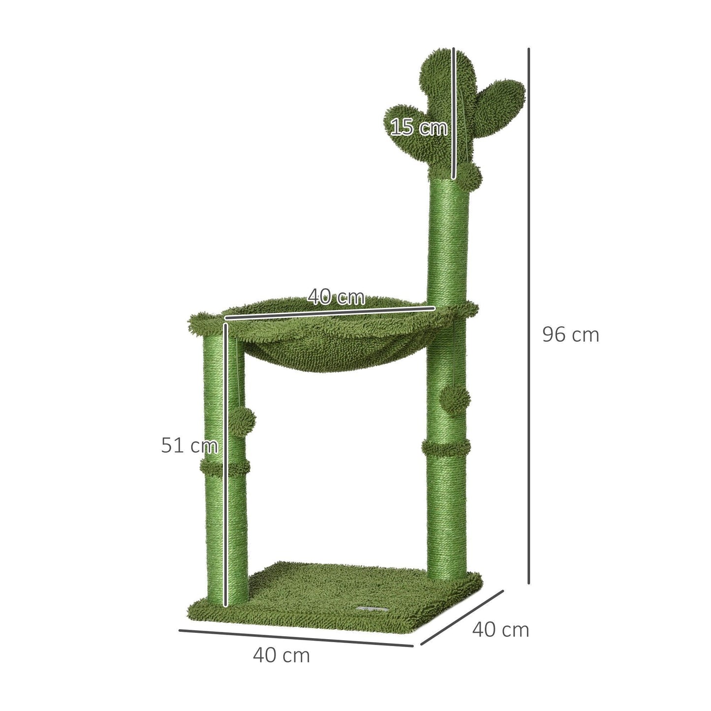 PawHut Cactus Cat Tree: Scratcher, Bed, Toy - ALL4U RETAILER LTD