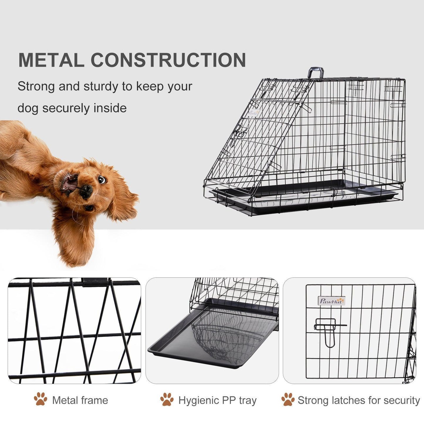 PawHut Car Dog Crate: Metal Collapsible Transport Cage - ALL4U RETAILER LTD