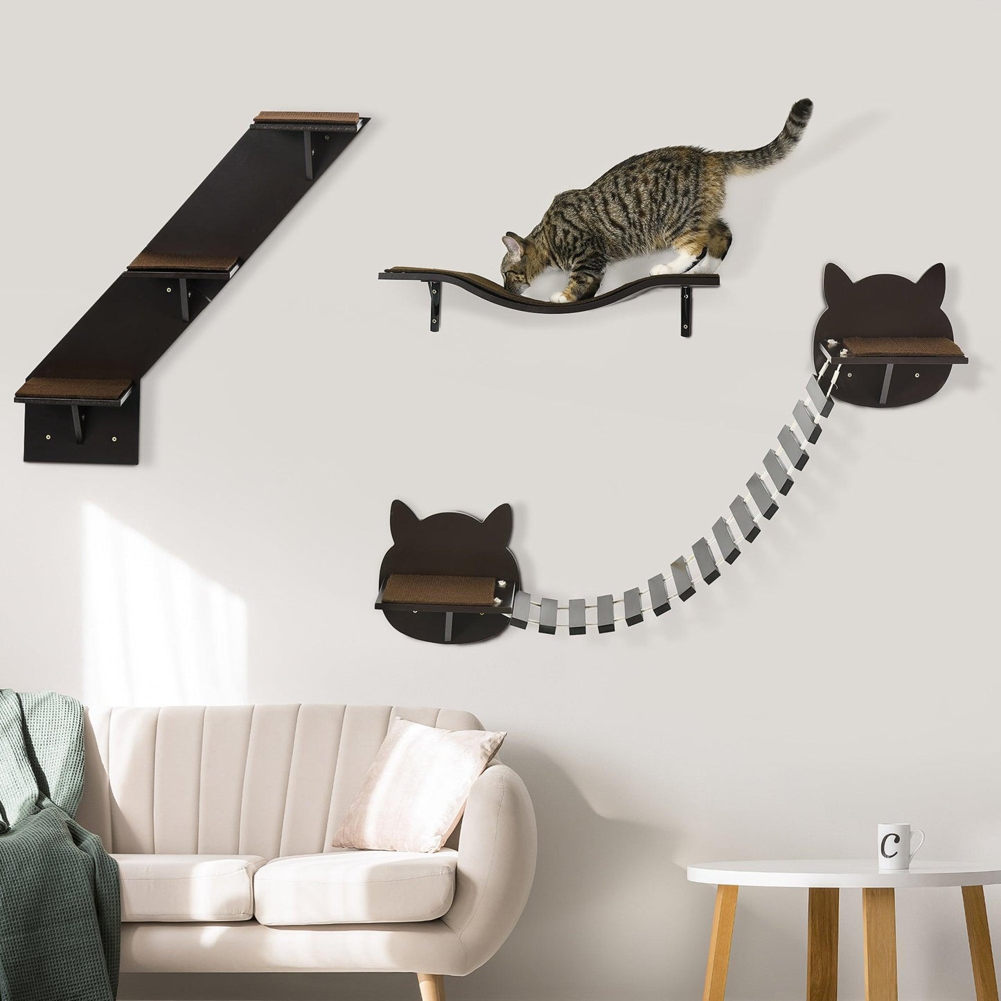 PawHut Cat Climbing Shelves - 3PCs Set - ALL4U RETAILER LTD