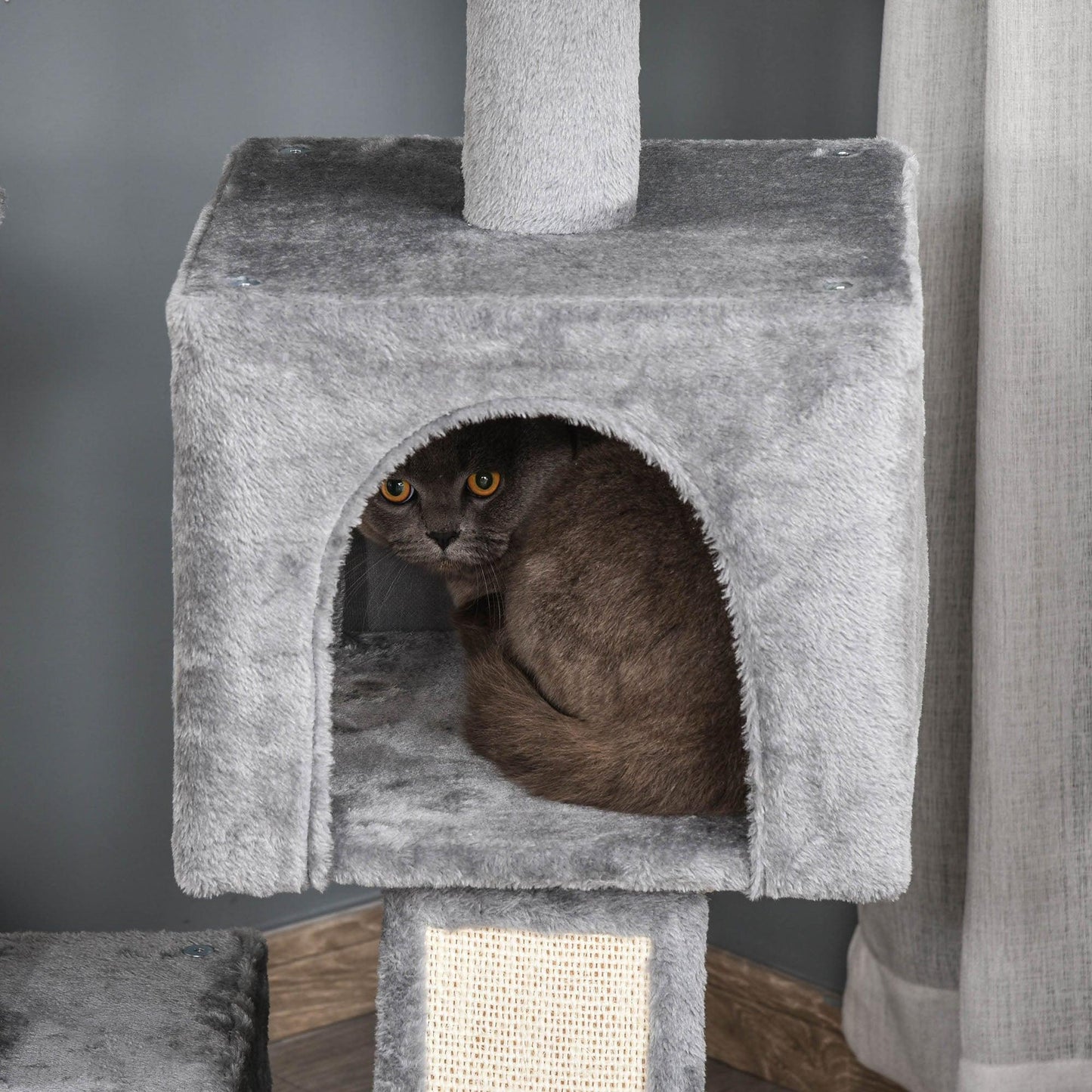 PawHut Cat Climbing Tower: Grey Kitty Activity Centre - ALL4U RETAILER LTD