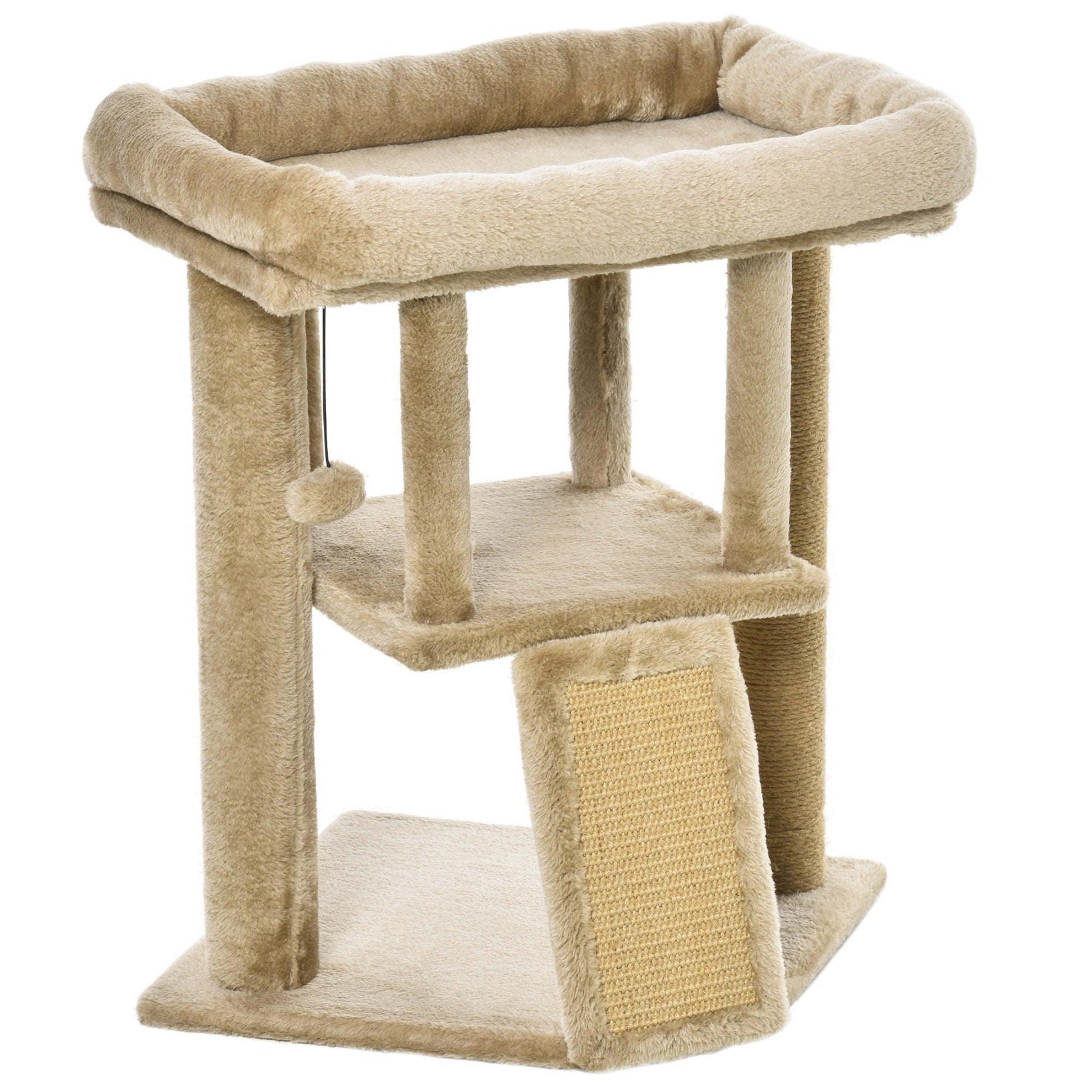 PawHut Cat Climbing Tower with Toy and Scratching Pad - ALL4U RETAILER LTD