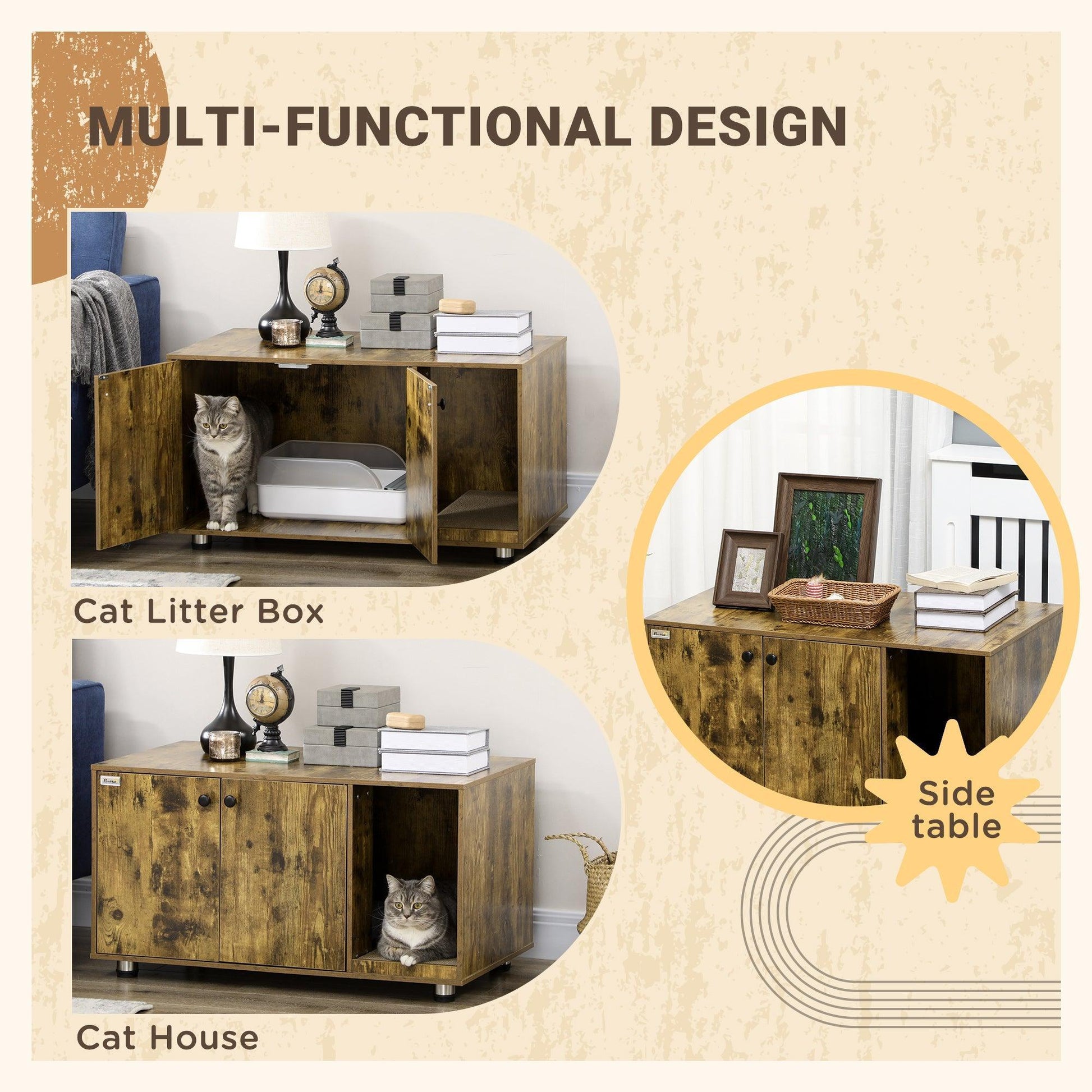 PawHut Cat Litter Box Enclosure - ALL4U RETAILER LTD