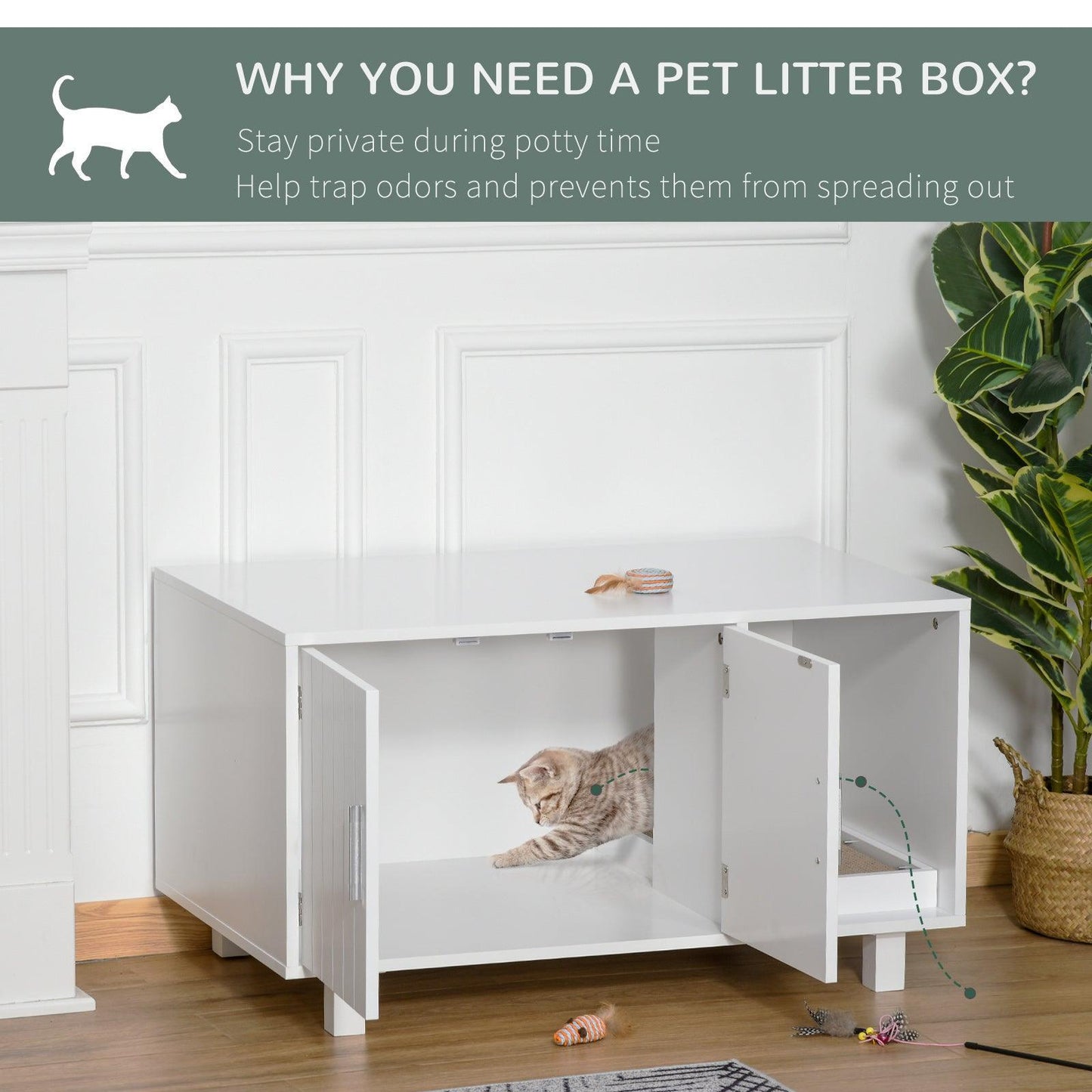 PawHut Cat Litter Box Enclosure: Sleek & Practical - ALL4U RETAILER LTD