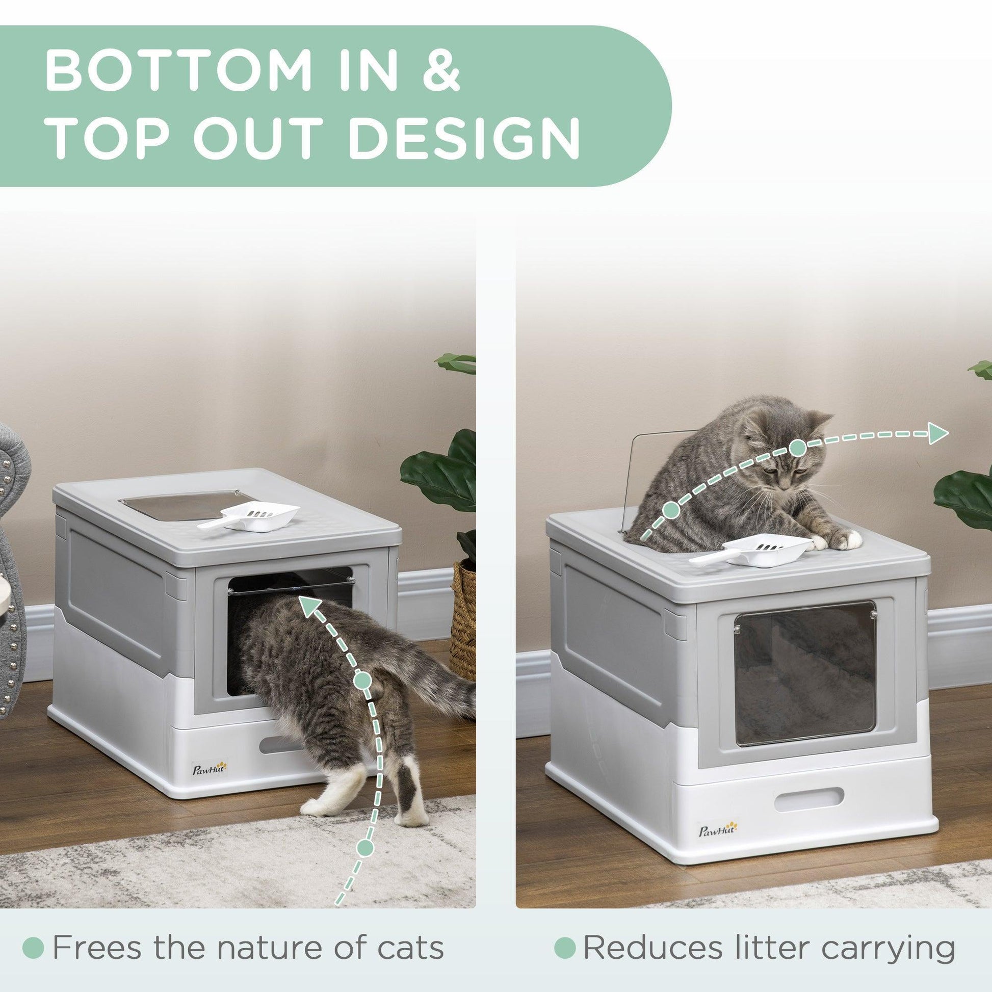 PawHut Cat Litter Box - Front Entry, Easy Assemble - ALL4U RETAILER LTD