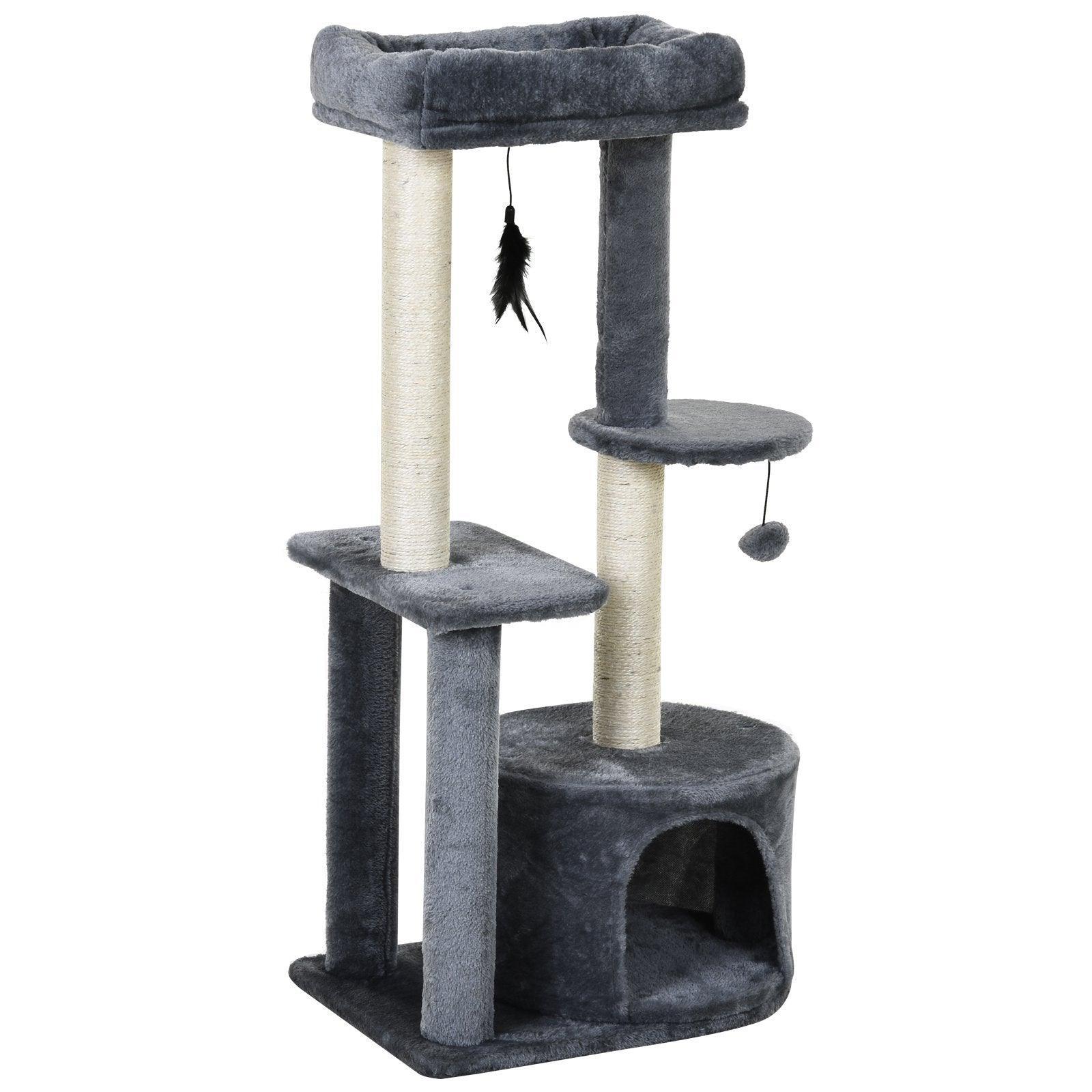 PawHut Cat Tree Tower: Multi-Activity Perch & Scratching - ALL4U RETAILER LTD