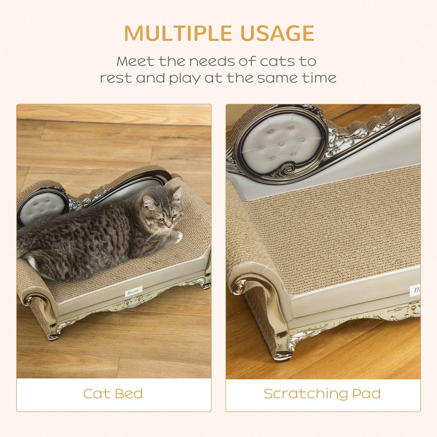 PawHut Cat Scratching Bed Pad Board with Catnip - ALL4U RETAILER LTD