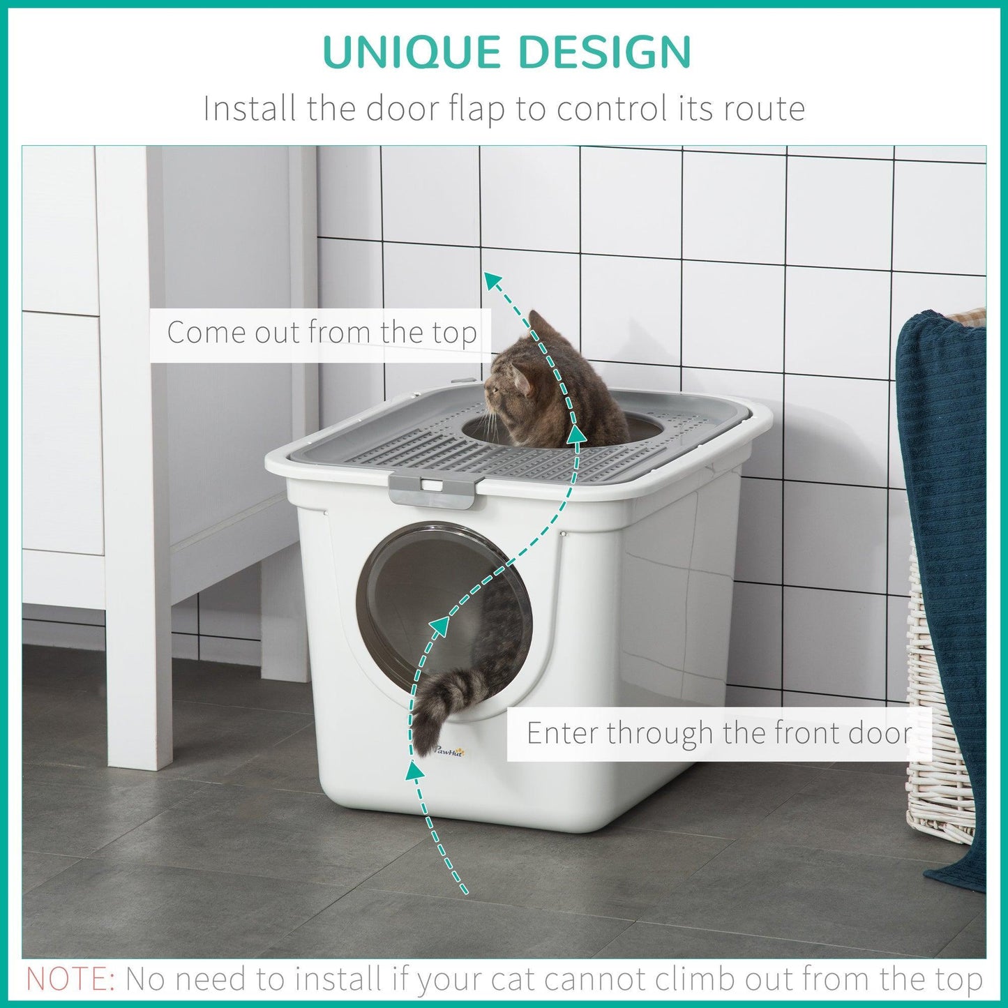PawHut Cat Toilet Box with Exit Scoop - White - ALL4U RETAILER LTD