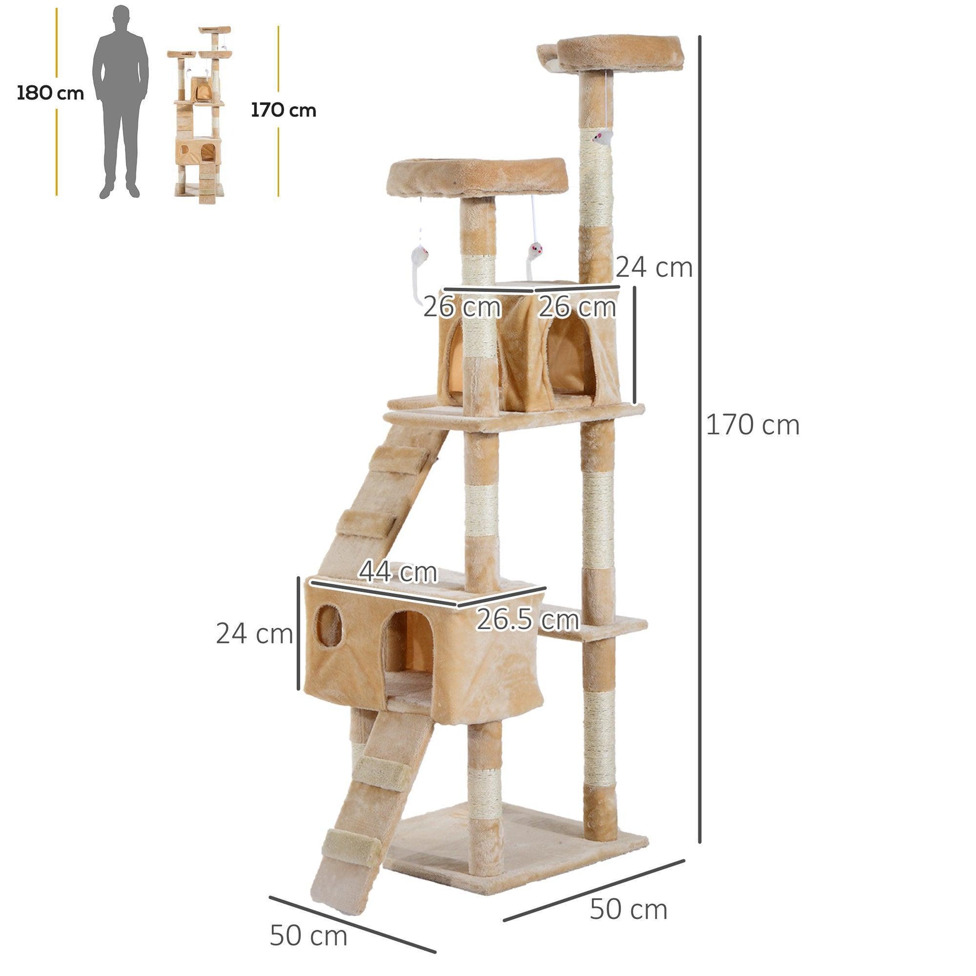 PawHut Cat Tree: Climbing Tower & Scratcher - ALL4U RETAILER LTD