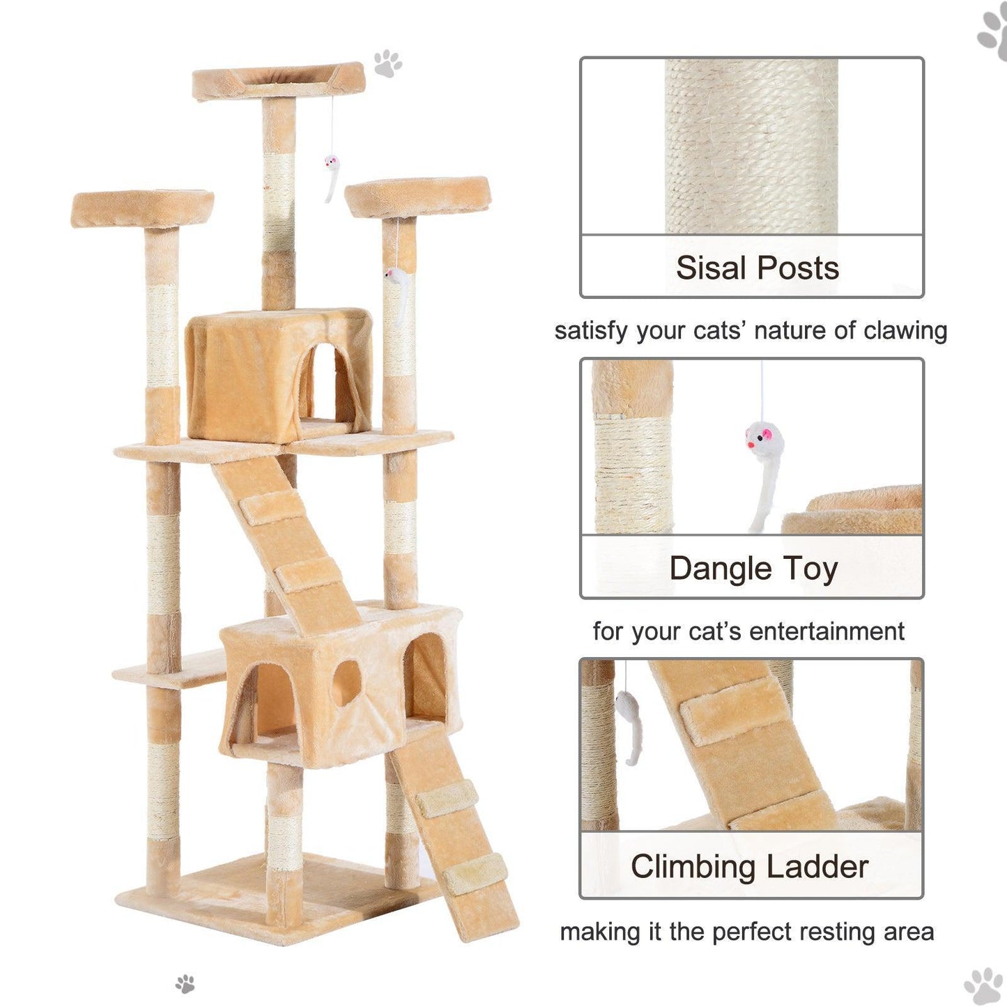 PawHut Cat Tree: Climbing Tower & Scratcher - ALL4U RETAILER LTD