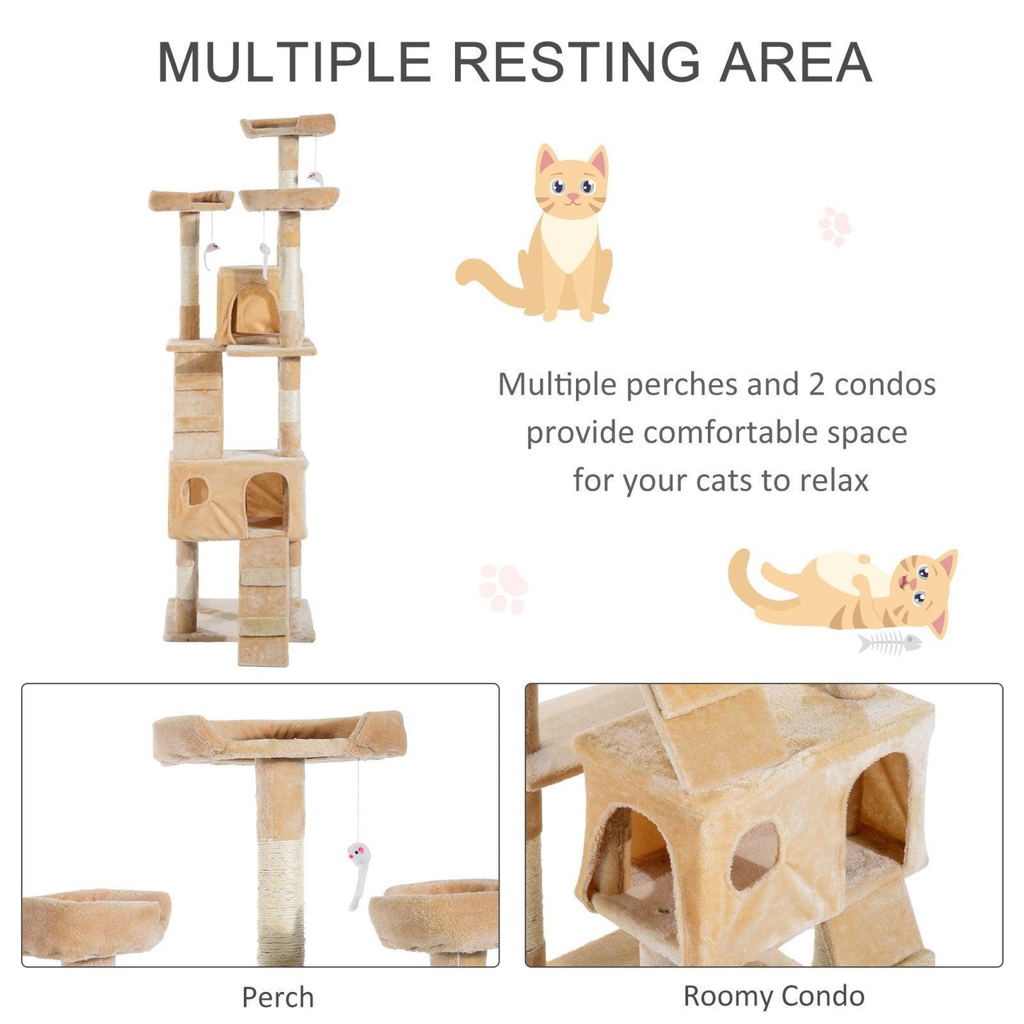 PawHut Cat Tree: Climbing Tower & Scratcher - ALL4U RETAILER LTD