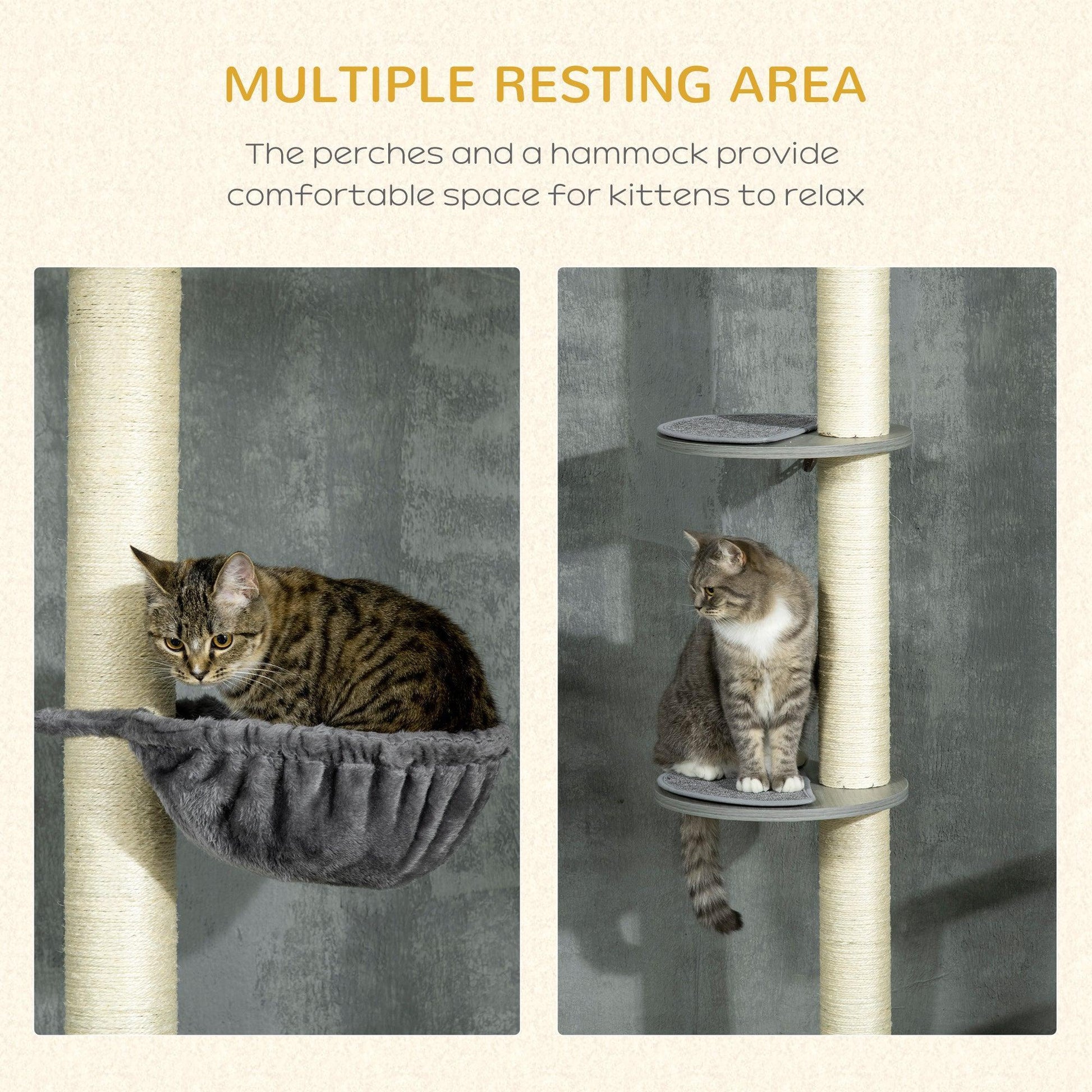 PawHut Cat Tree: Compact Floor-to-Ceiling Design - ALL4U RETAILER LTD