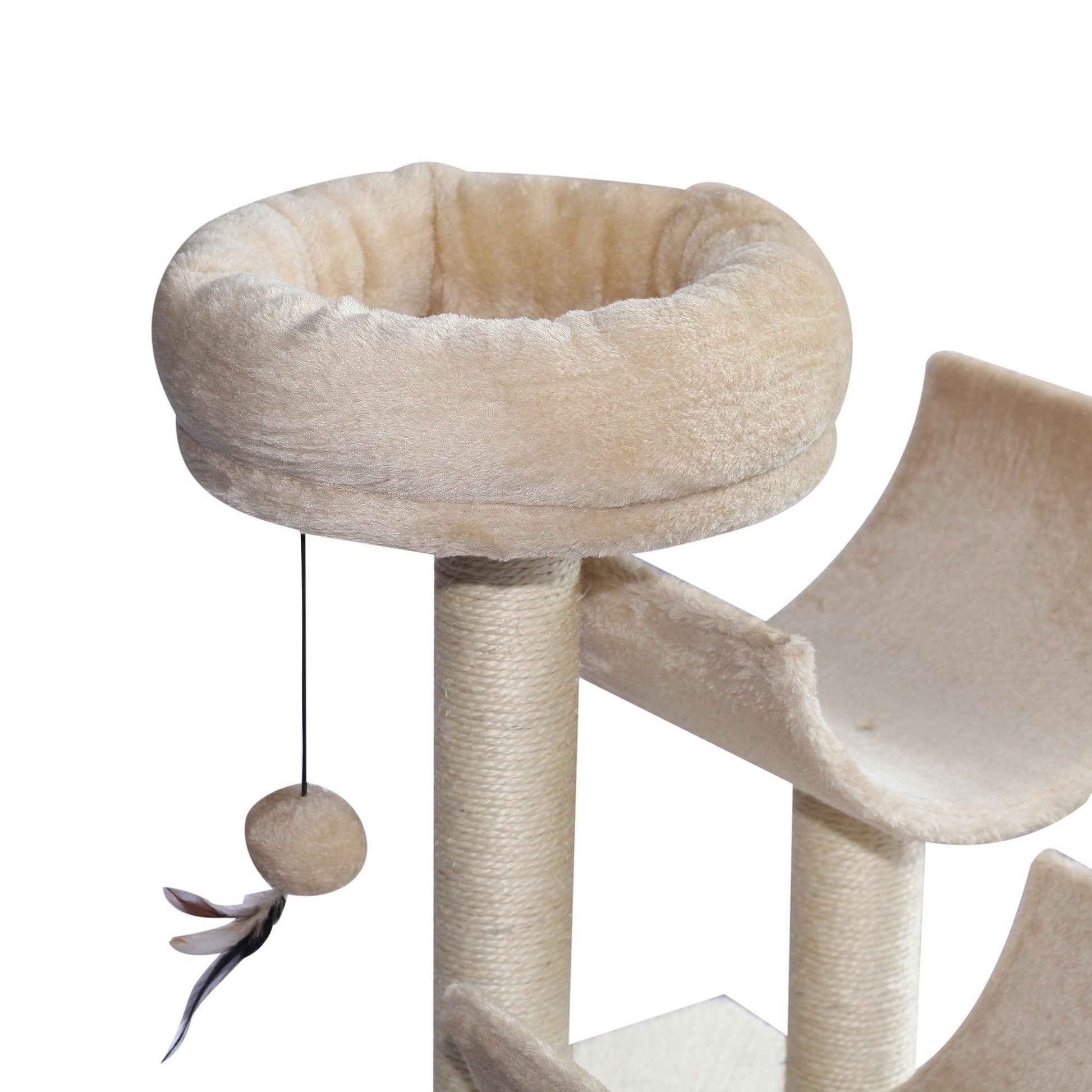 PawHut Cat Tree - Cozy Beige, 60x40x105cm - ALL4U RETAILER LTD