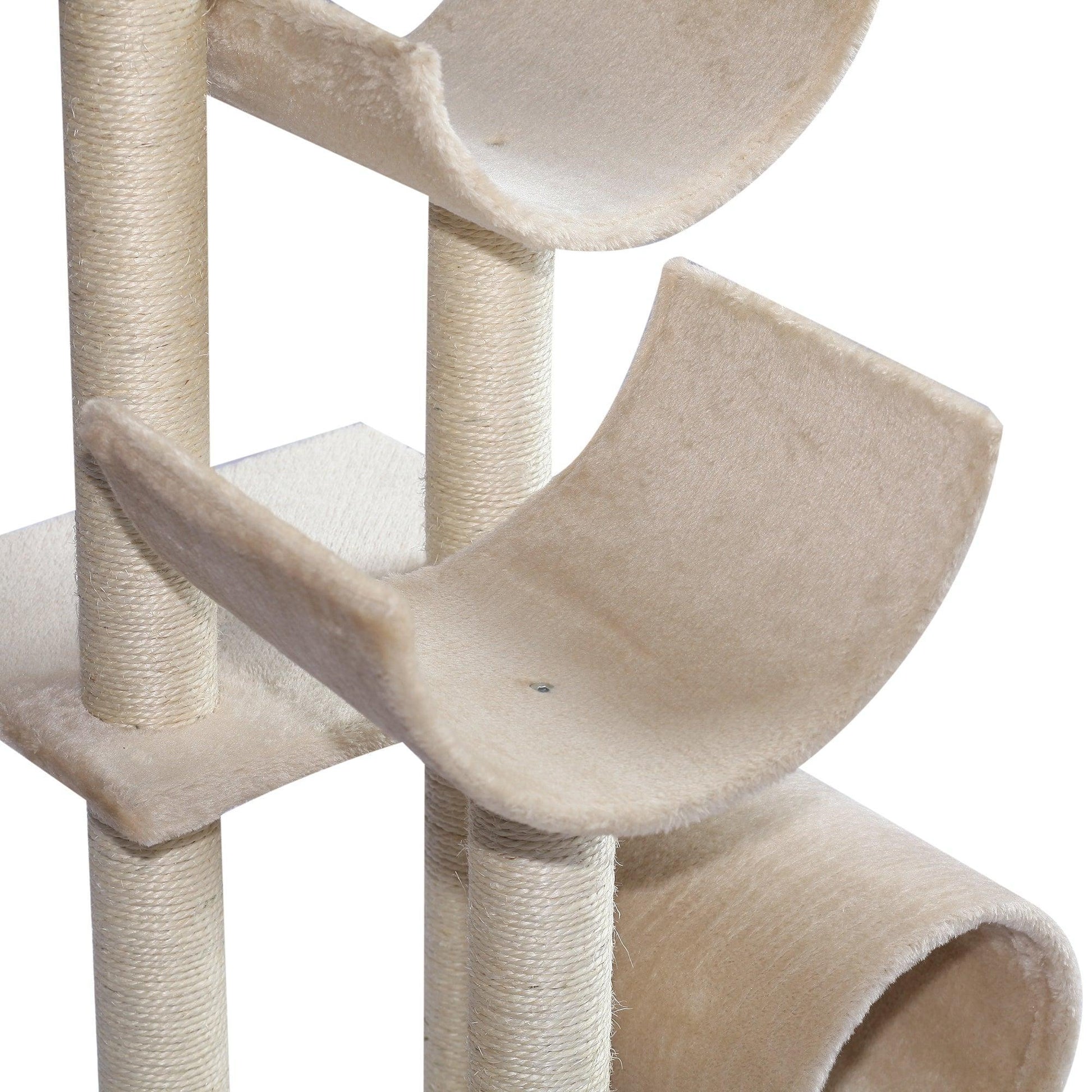 PawHut Cat Tree - Cozy Beige, 60x40x105cm - ALL4U RETAILER LTD