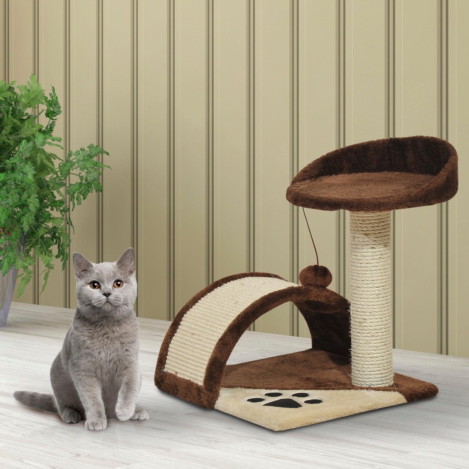 PawHut Cat Tree for Indoor Cats - Brown - ALL4U RETAILER LTD