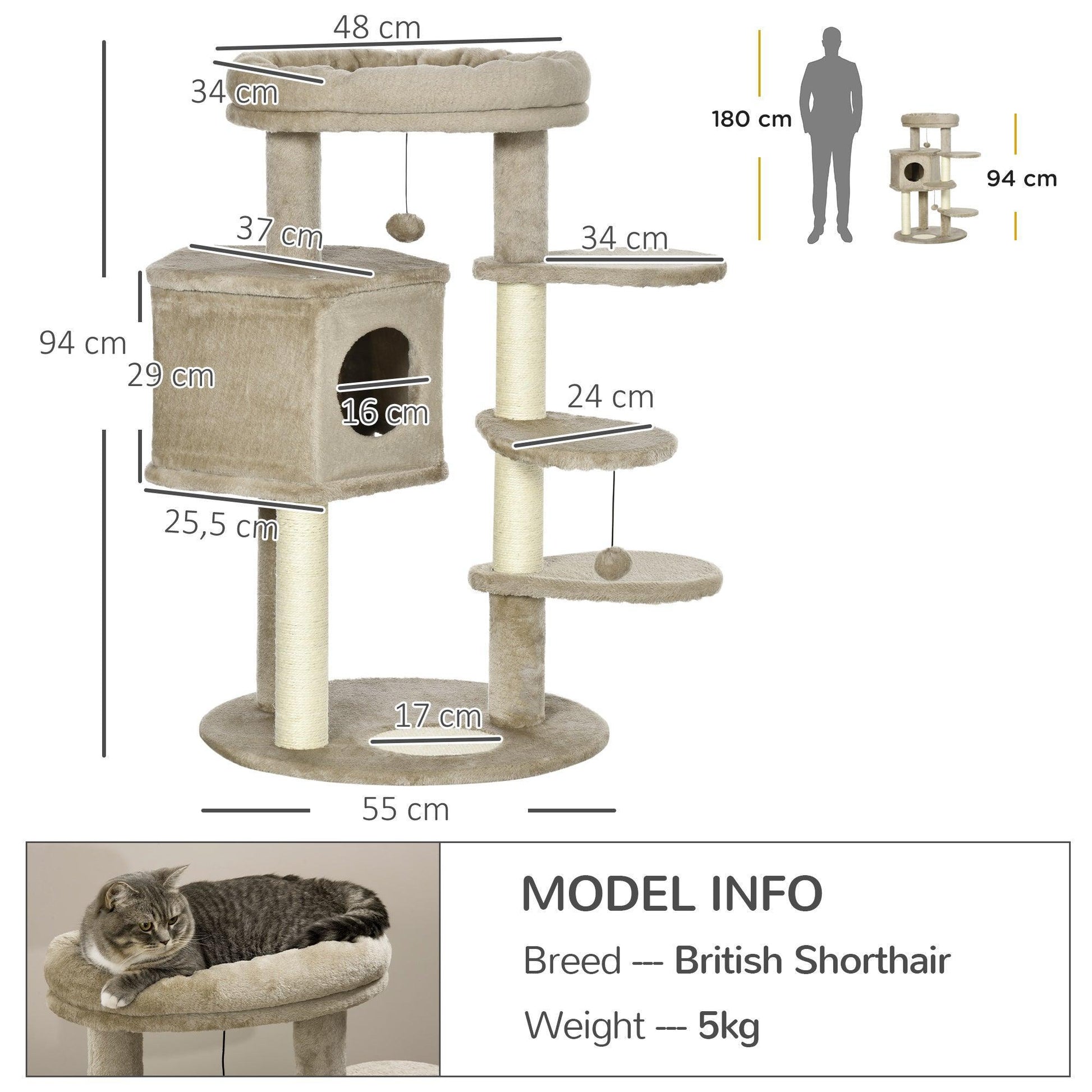 PawHut Cat Tree for Indoor Cats - Deluxe - ALL4U RETAILER LTD