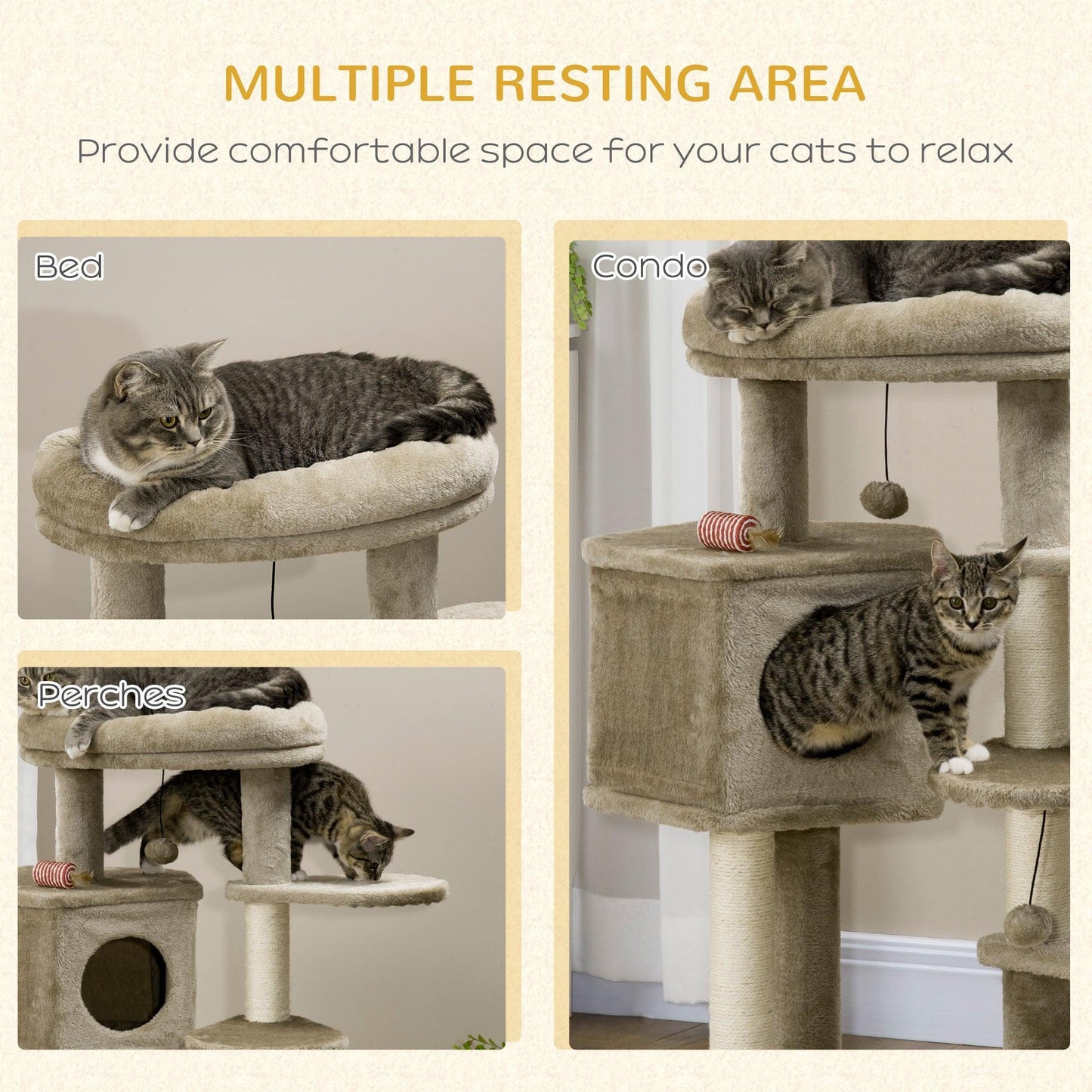 PawHut Cat Tree for Indoor Cats - Deluxe - ALL4U RETAILER LTD