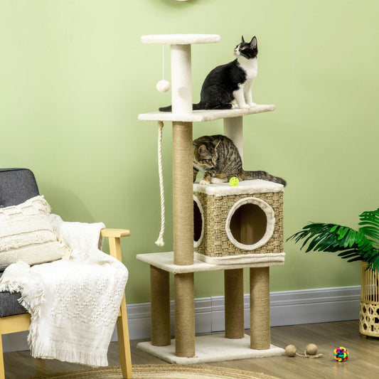 PawHut Cat Tree: Indoor Cat Climbing Tower - ALL4U RETAILER LTD