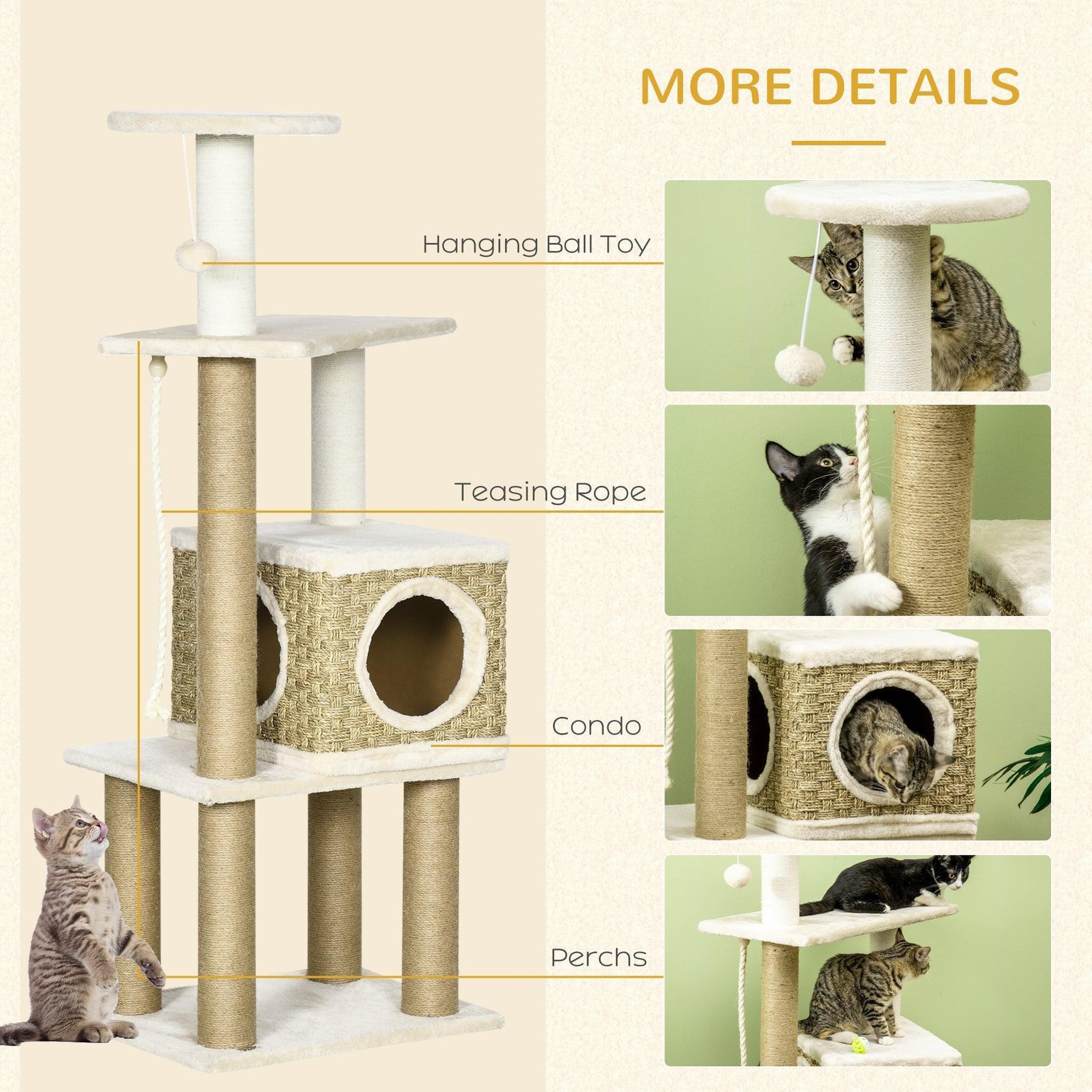 PawHut Cat Tree: Indoor Cat Climbing Tower - ALL4U RETAILER LTD