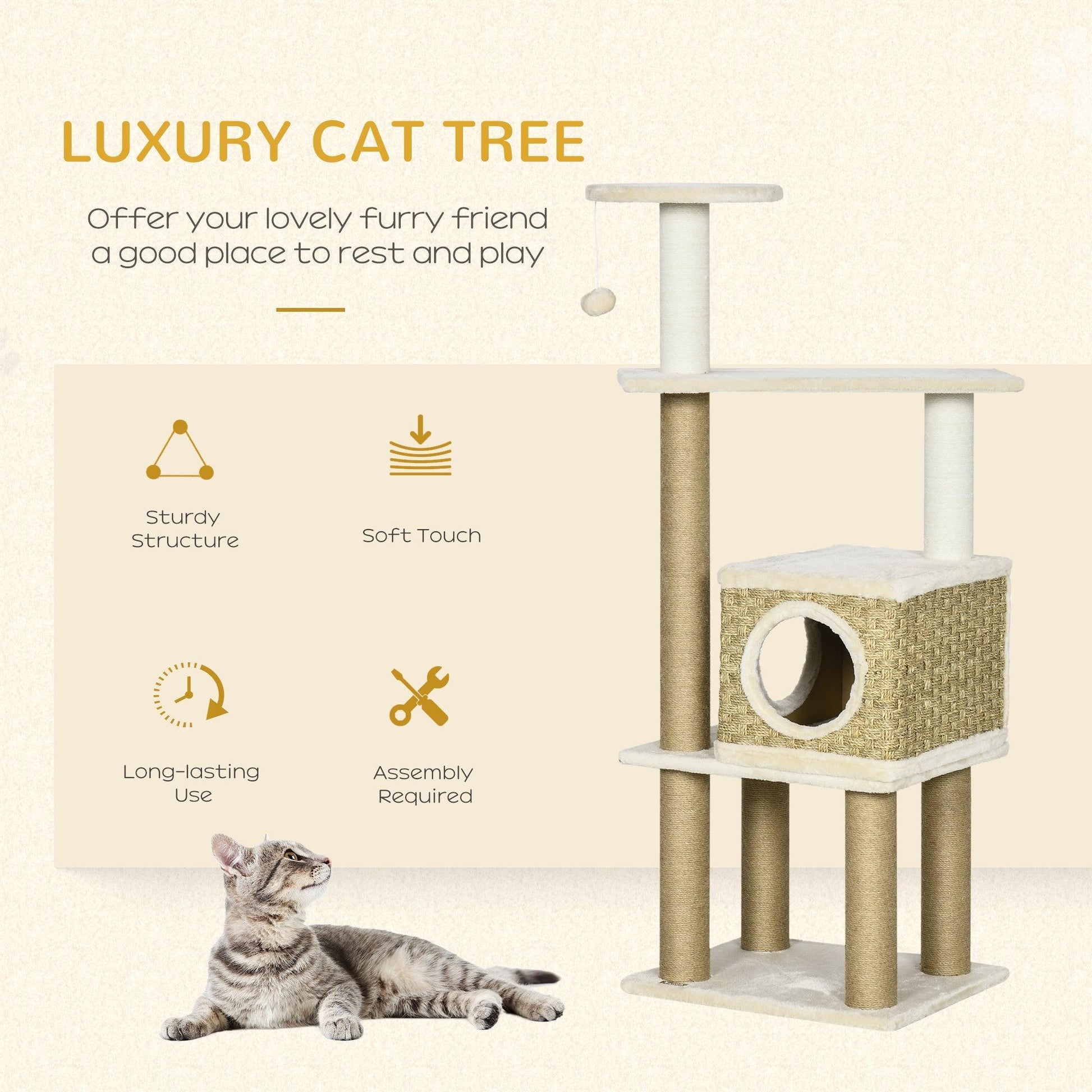 PawHut Cat Tree: Indoor Cat Climbing Tower - ALL4U RETAILER LTD