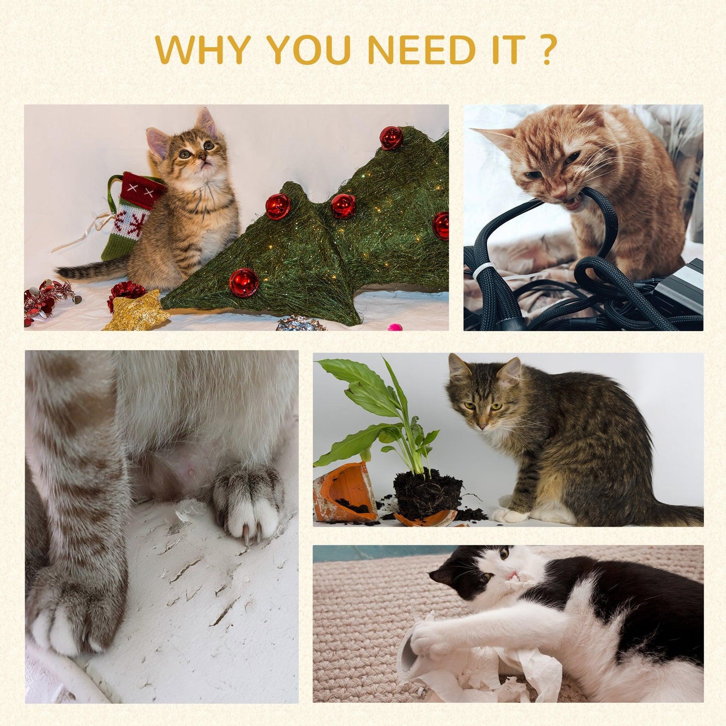 PawHut Cat Tree - Scratch, House, Bed, Toy - Grey - ALL4U RETAILER LTD