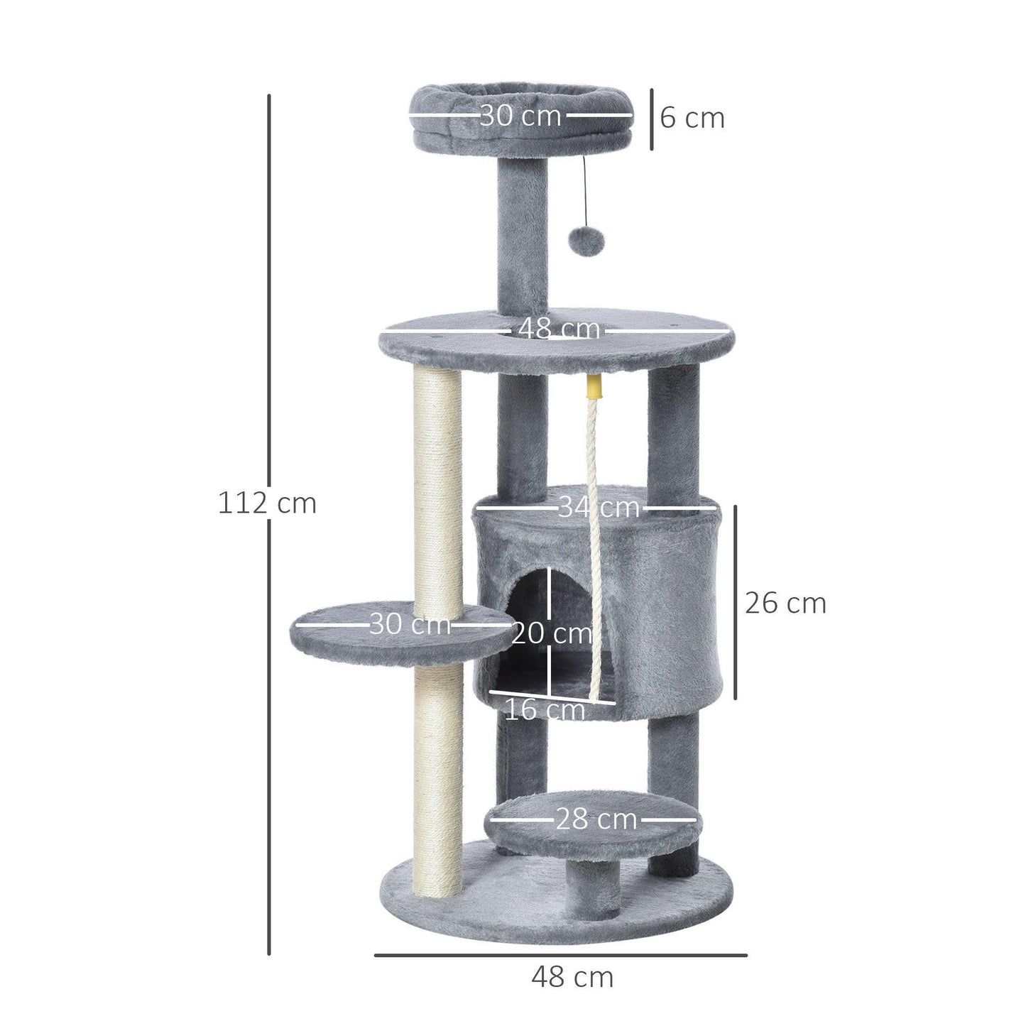 PawHut Cat Tree Tower - 112cm Activity Center - ALL4U RETAILER LTD