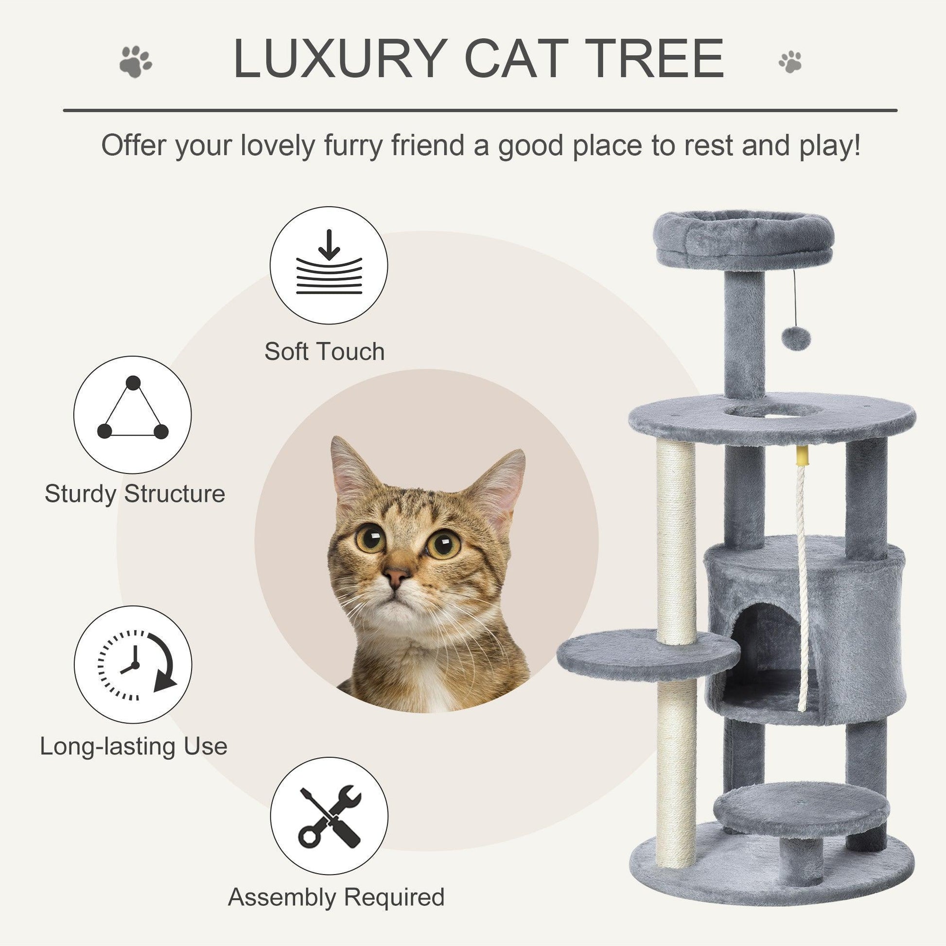 PawHut Cat Tree Tower - 112cm Activity Center - ALL4U RETAILER LTD