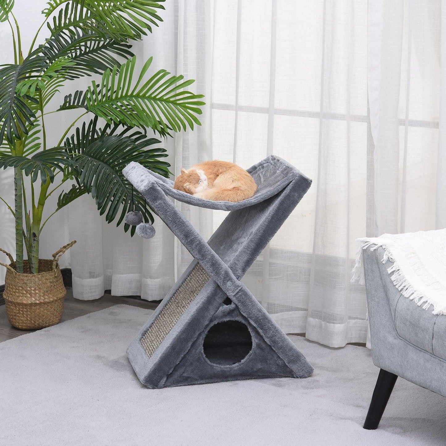 PawHut Cat Tree Tower, 2-Tier Scratcher, 50Lx32Wx65Hcm - ALL4U RETAILER LTD