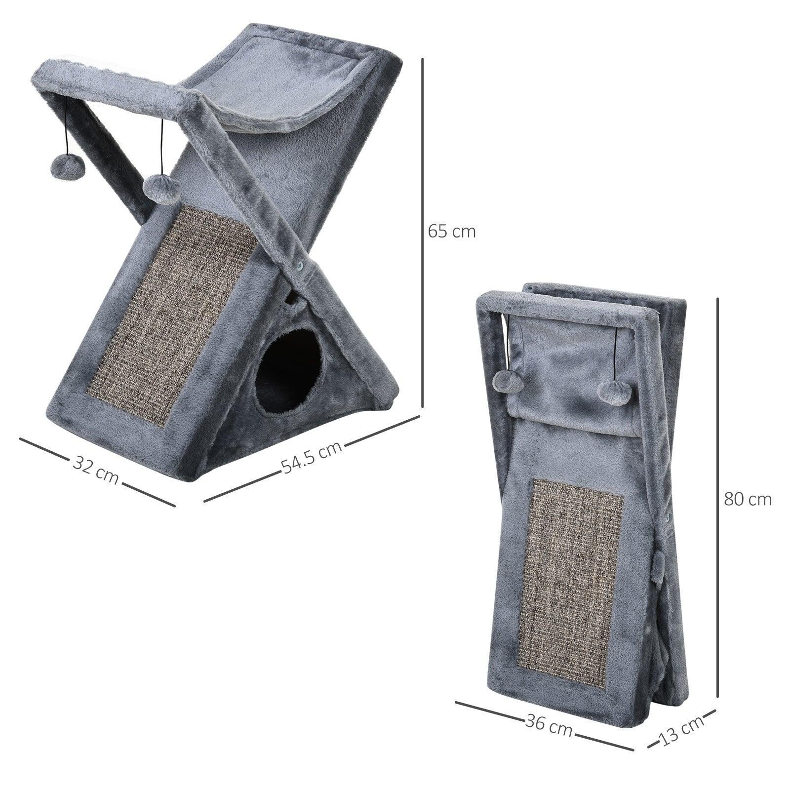 PawHut Cat Tree Tower, 2-Tier Scratcher, 50Lx32Wx65Hcm - ALL4U RETAILER LTD