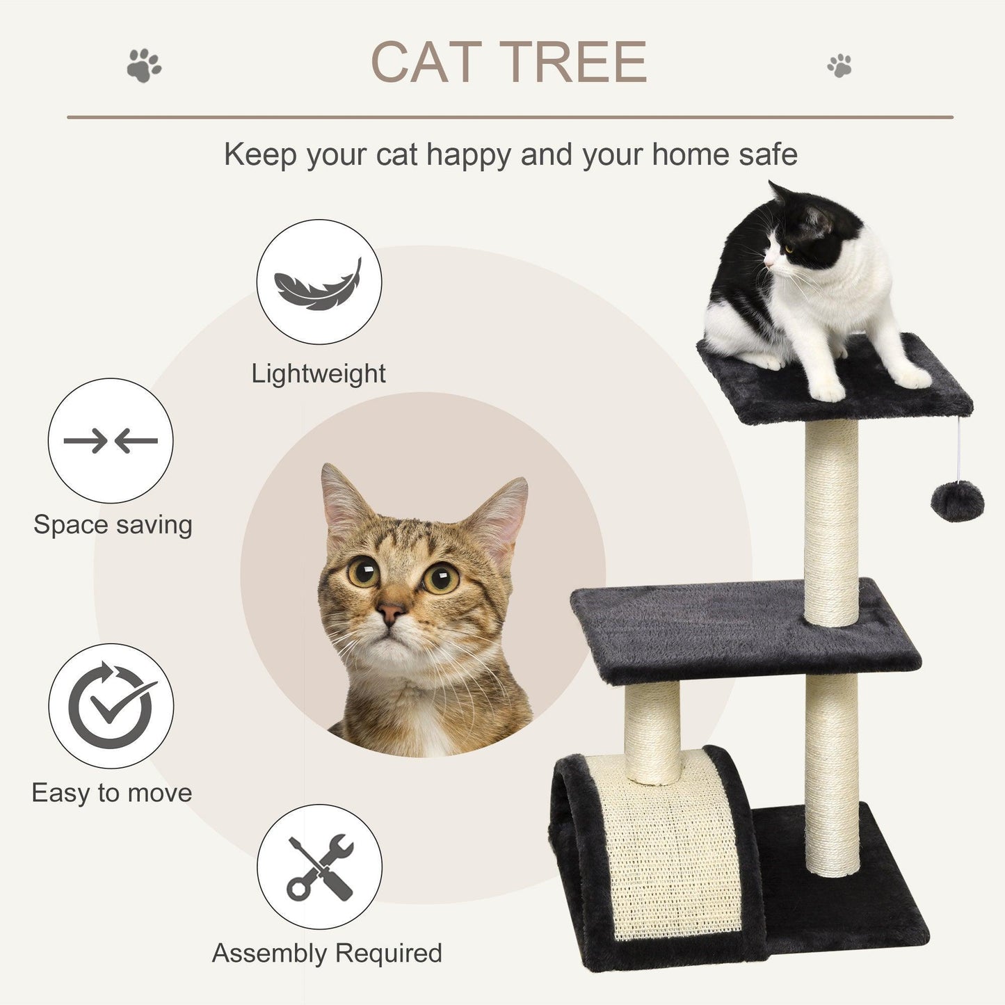 PawHut Cat Tree Tower 72cm - Climbing & Scratching Centre - ALL4U RETAILER LTD