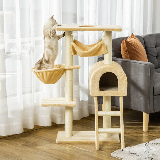 PawHut Cat Tree Tower - Cozy Kitten Bed - ALL4U RETAILER LTD