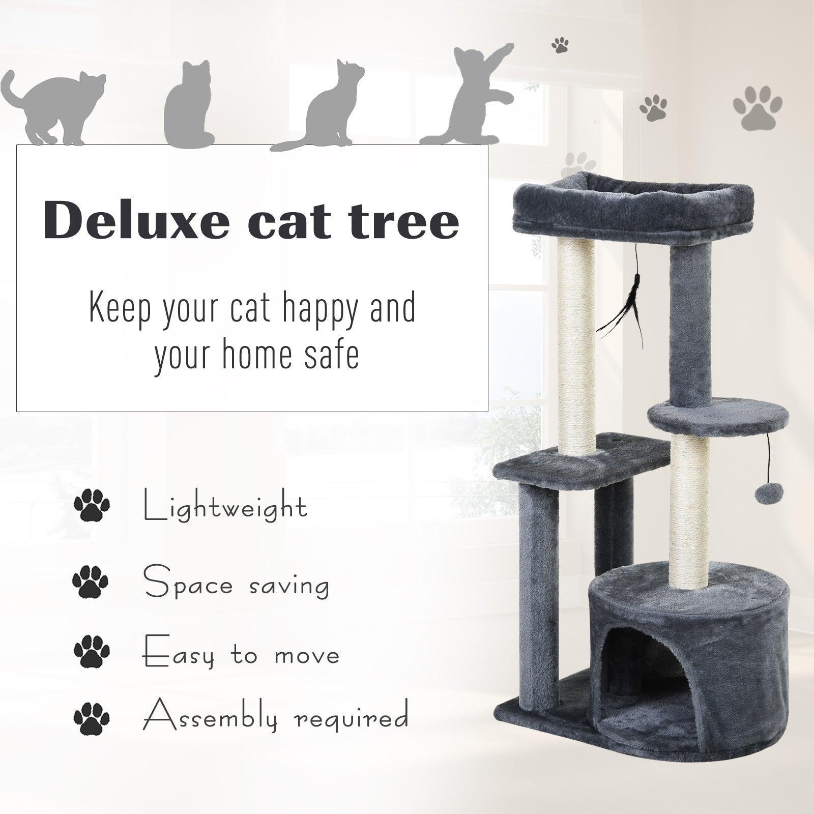 PawHut Cat Tree Tower: Multi-Activity Perch & Scratching - ALL4U RETAILER LTD