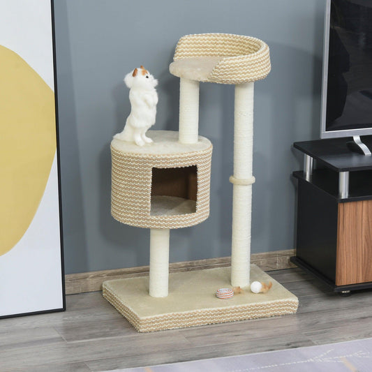 PawHut Cat Tree Tower - Multi-Level Climbing Frame for Kittens - ALL4U RETAILER LTD