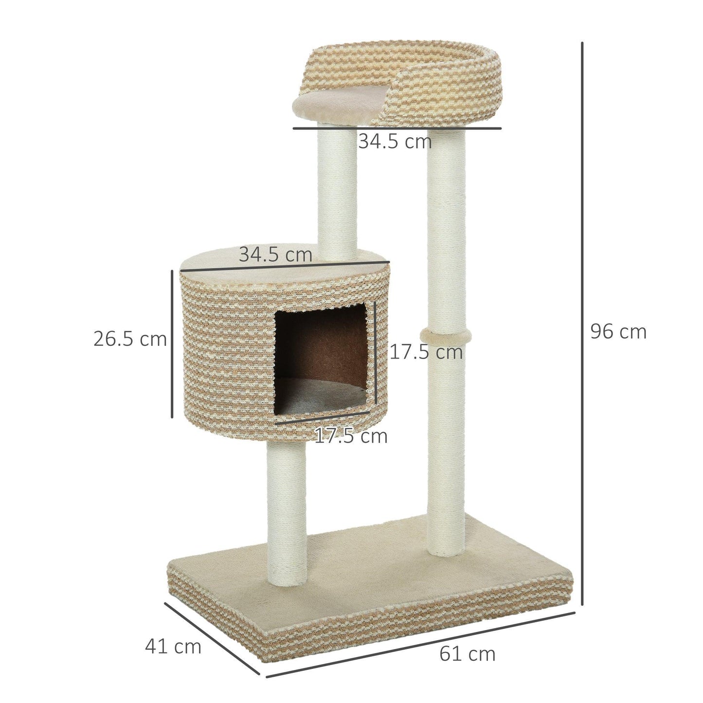 PawHut Cat Tree Tower - Multi-Level Climbing Frame for Kittens - ALL4U RETAILER LTD