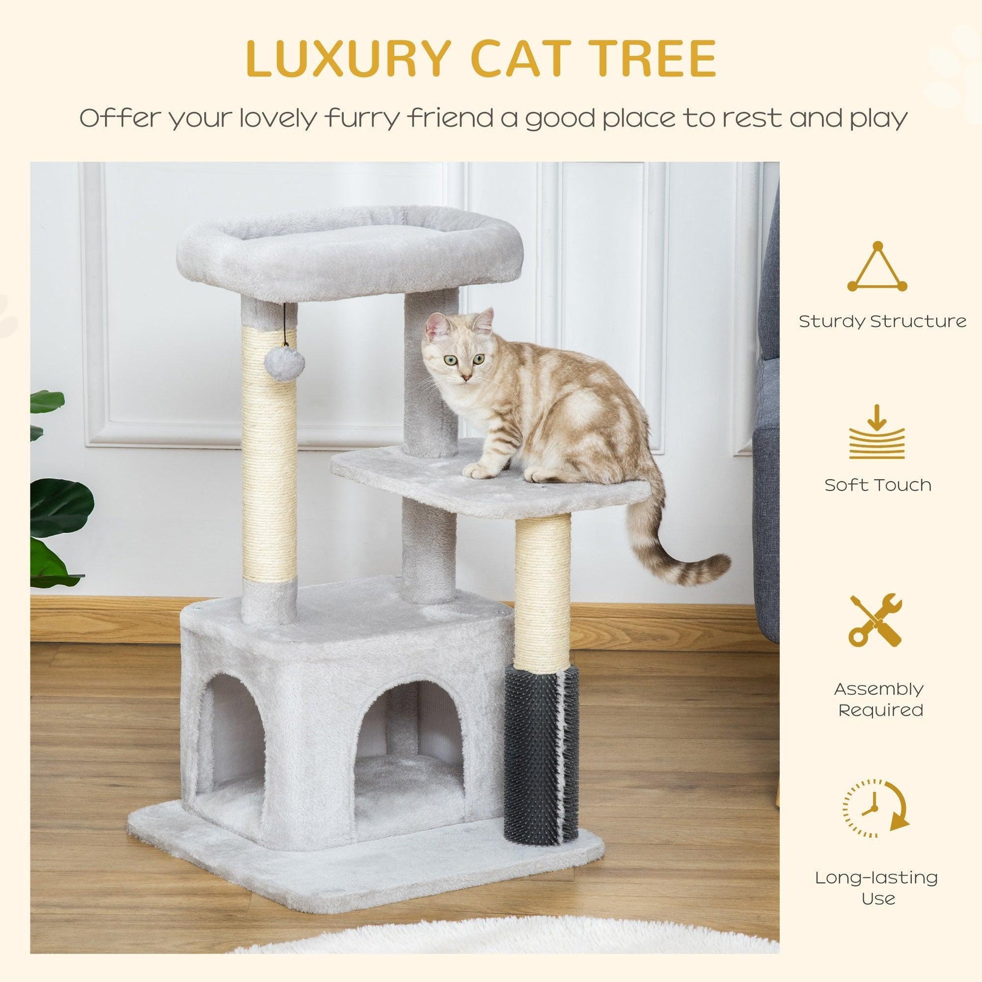 PawHut Cat Tree Tower Scratching Post & Activity Center - ALL4U RETAILER LTD