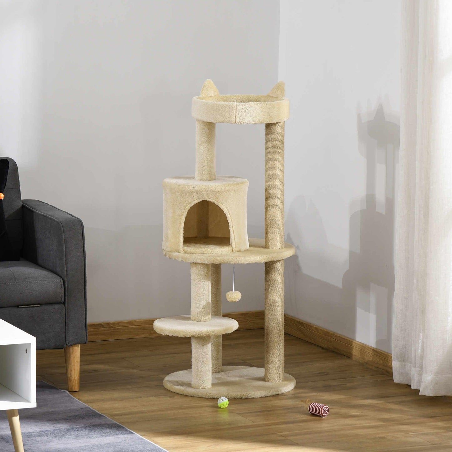 PawHut Cat Tree Tower Scratching Post with Sisal - ALL4U RETAILER LTD