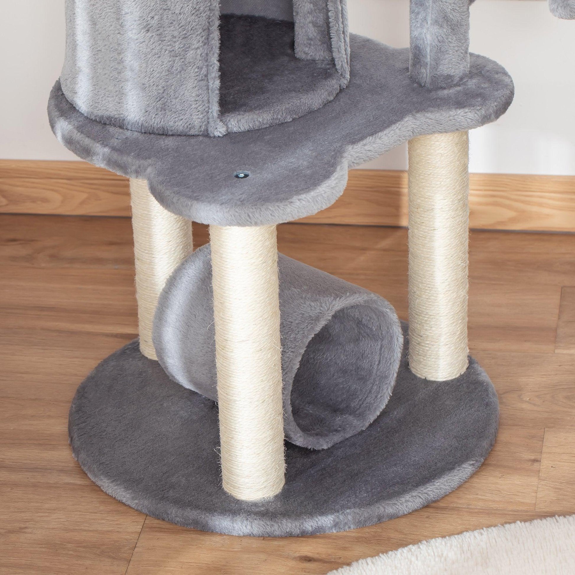 PawHut Cat Tree Tower with Scratching Post and Hanging Balls - ALL4U RETAILER LTD