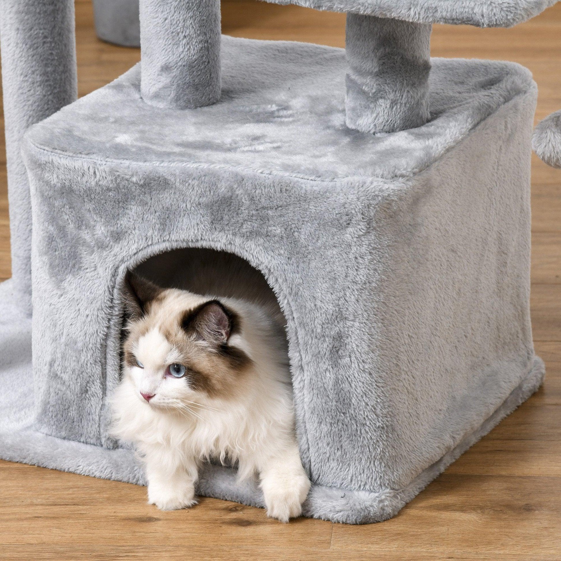 PawHut Cat Tree Tower with Scratching Post & Toy - ALL4U RETAILER LTD