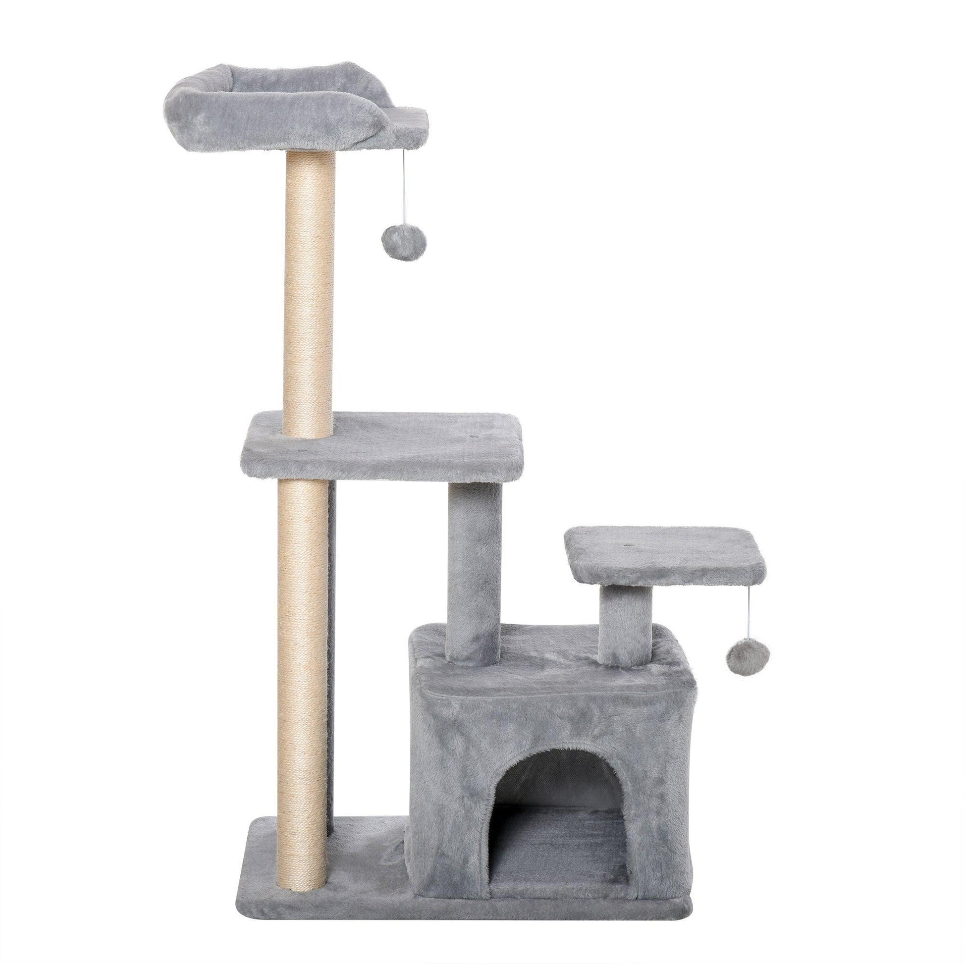 PawHut Cat Tree Tower with Scratching Post & Toy - ALL4U RETAILER LTD